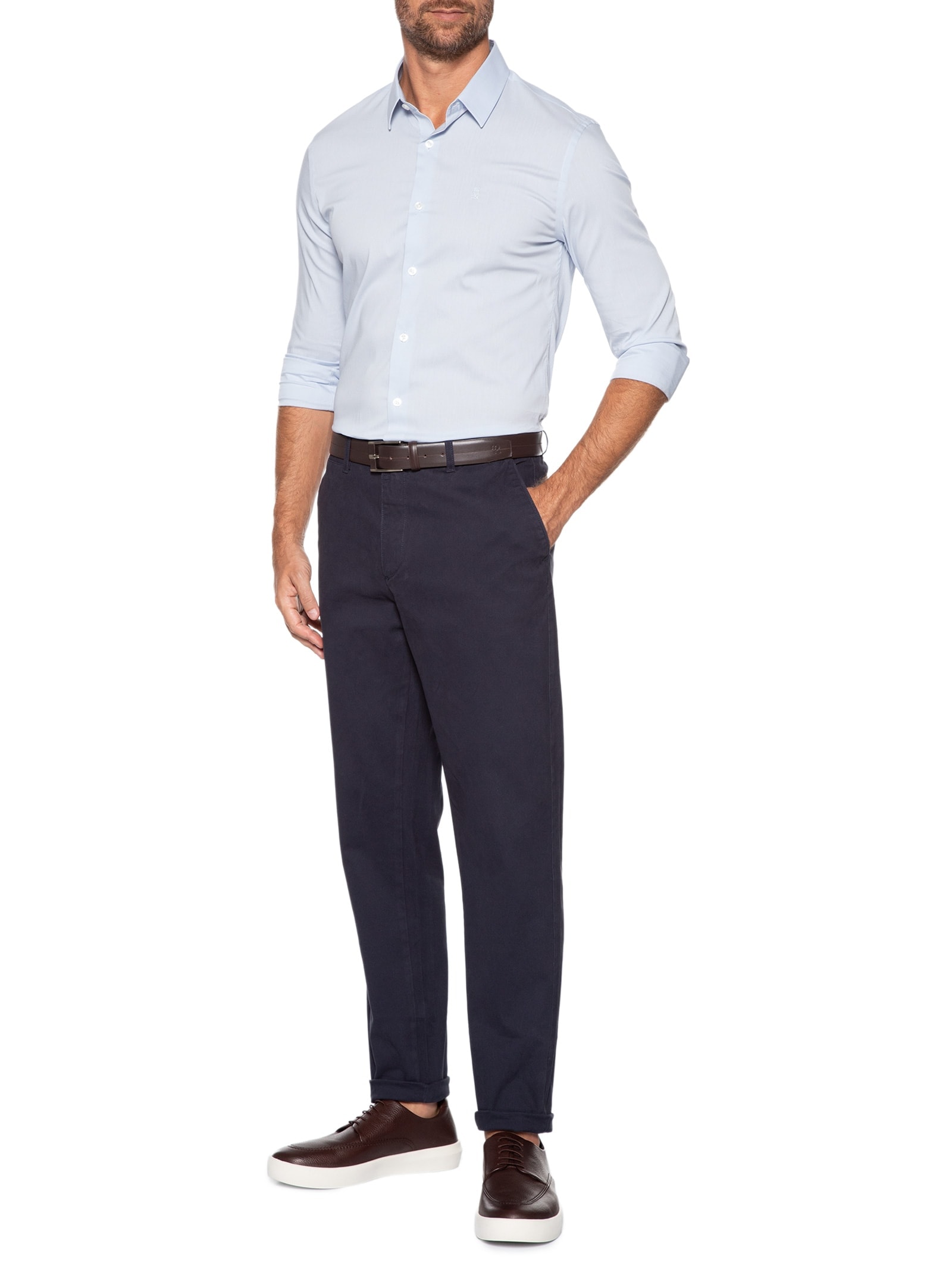 Calça Masculina Chino Color Reta Cinza '2 Essential