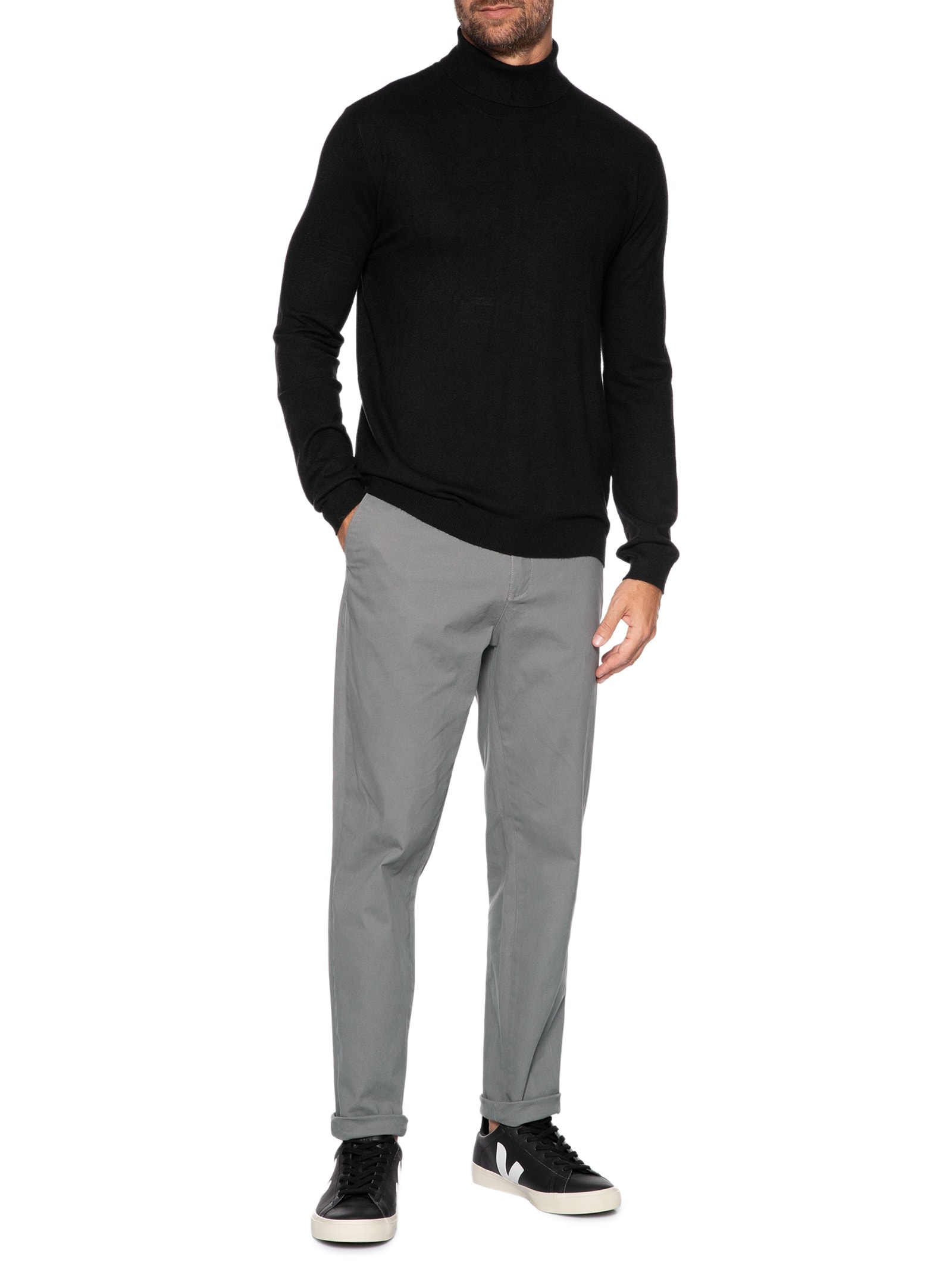 Calça Masculina Chino Color Reta Cinza '2 Essential