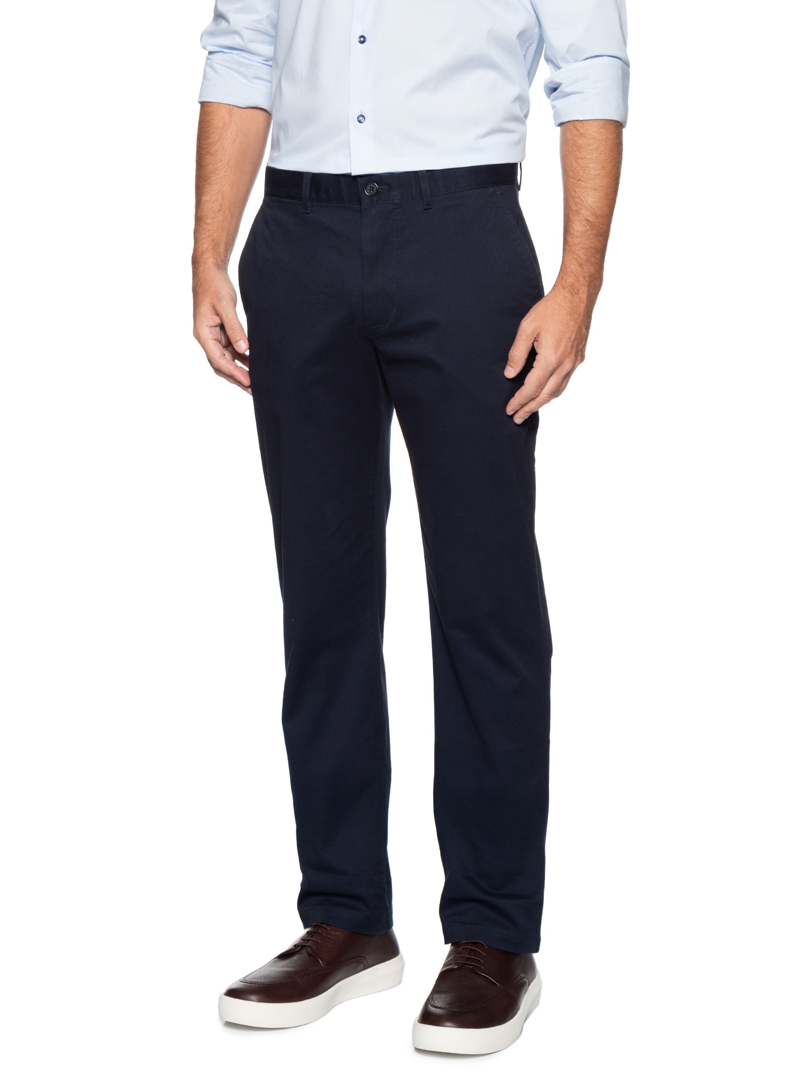 Calça Masculina Chino Denton Essential Em Twill Azul Tommy Hilfiger