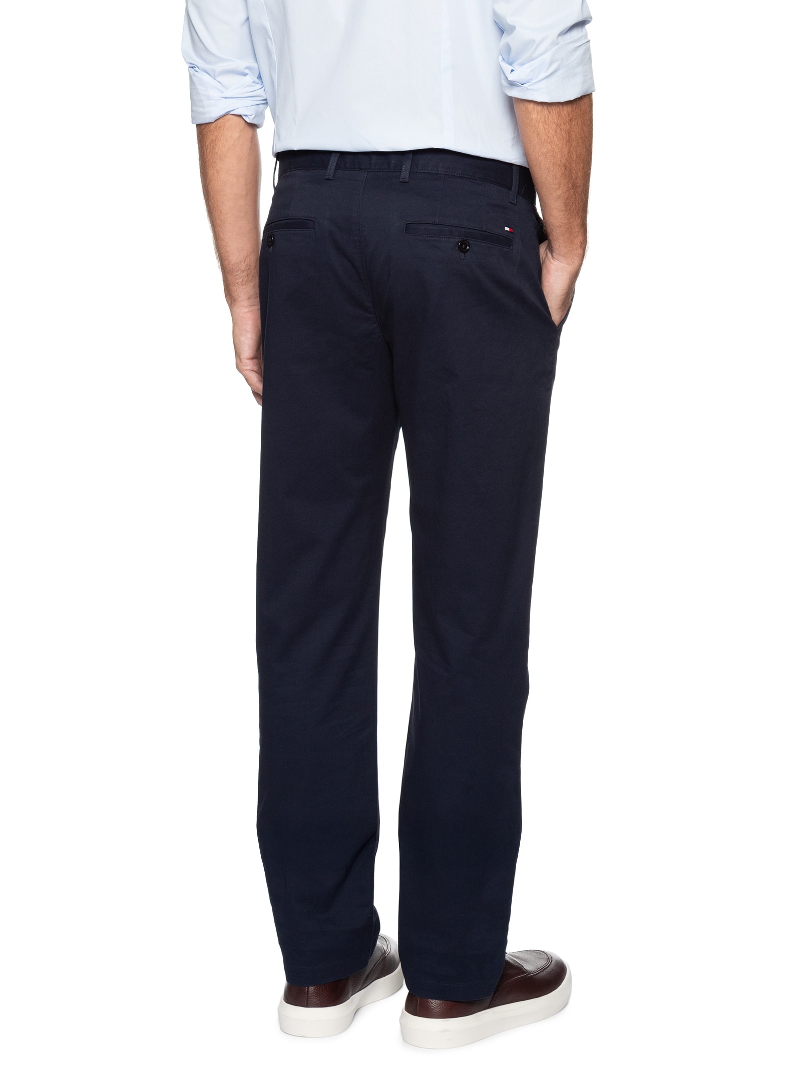 Calça Masculina Chino Denton Essential Em Twill Azul Tommy Hilfiger