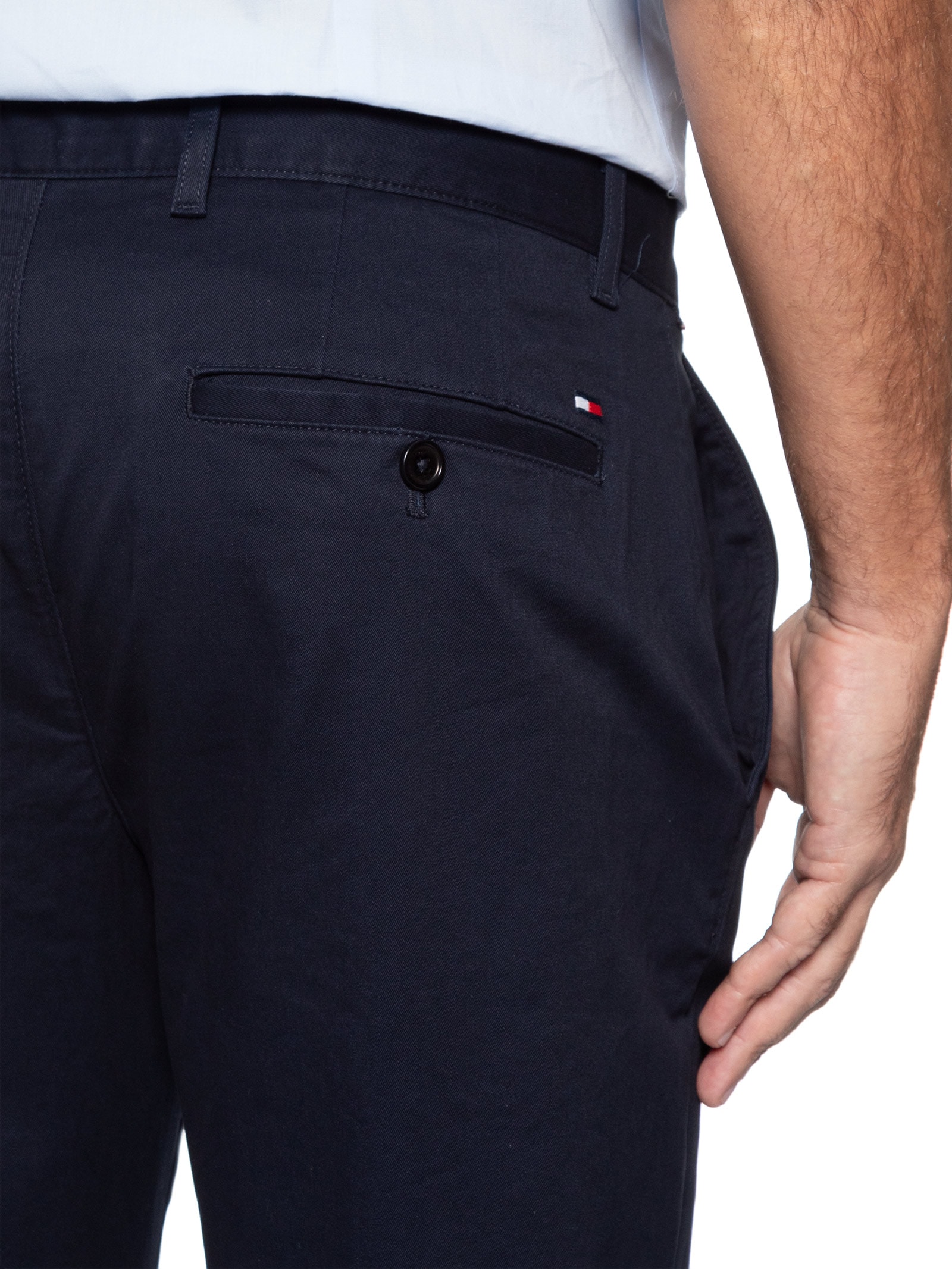 Calça Masculina Chino Denton Essential Em Twill Azul Tommy Hilfiger