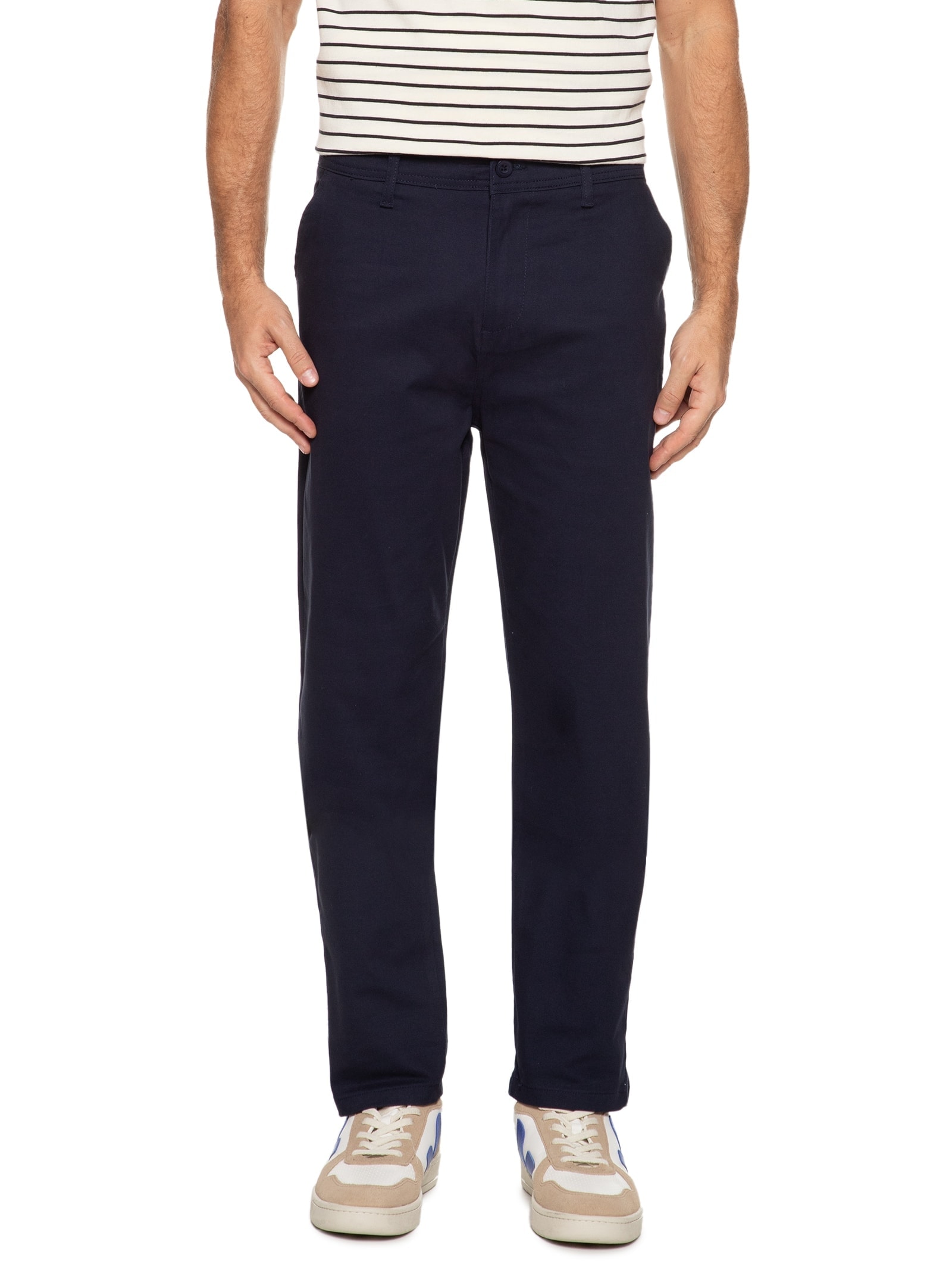 Calça Masculina Chino Reta Color Azul Basiq Men