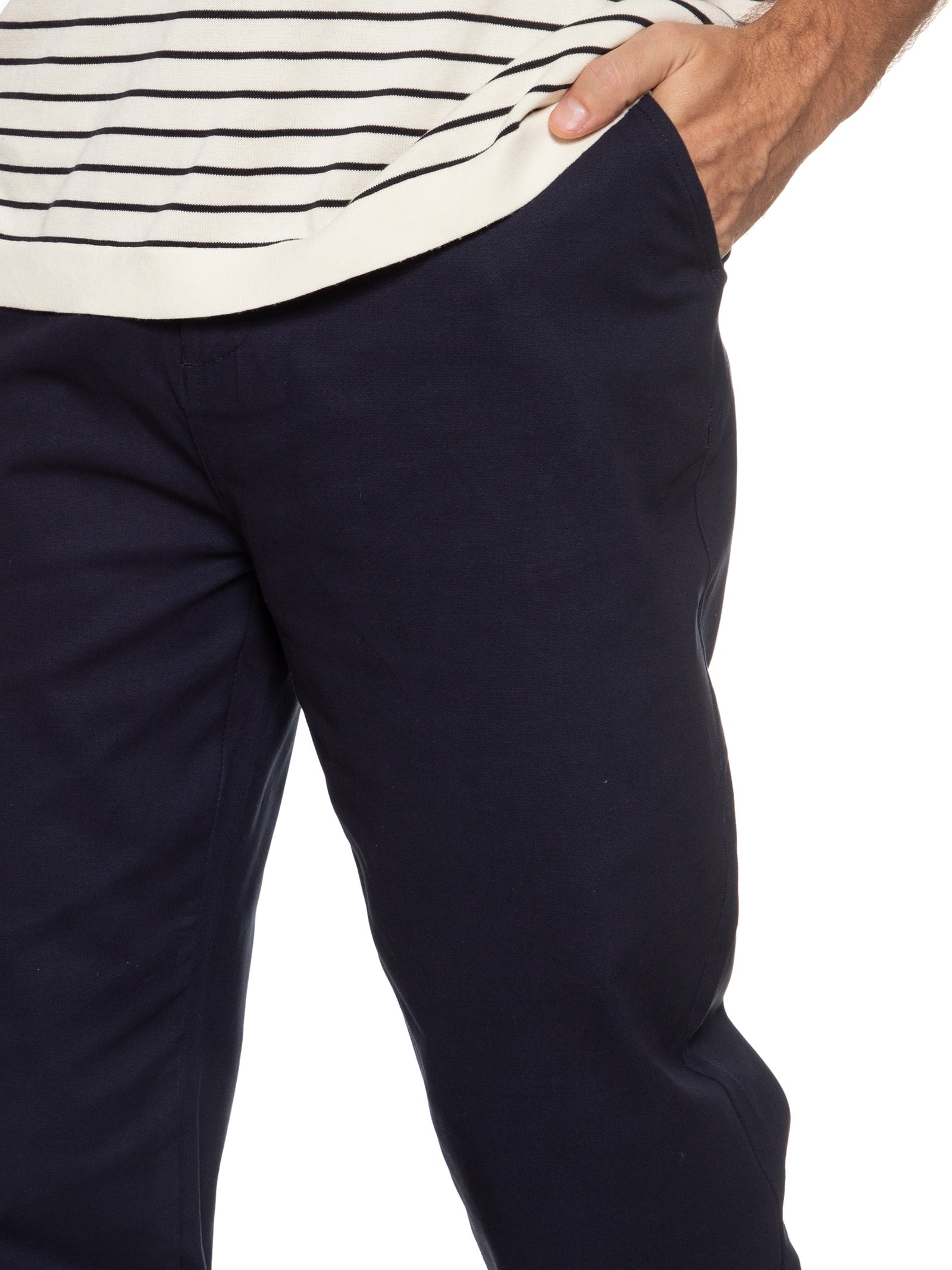 Calça Masculina Chino Reta Color Azul Basiq Men
