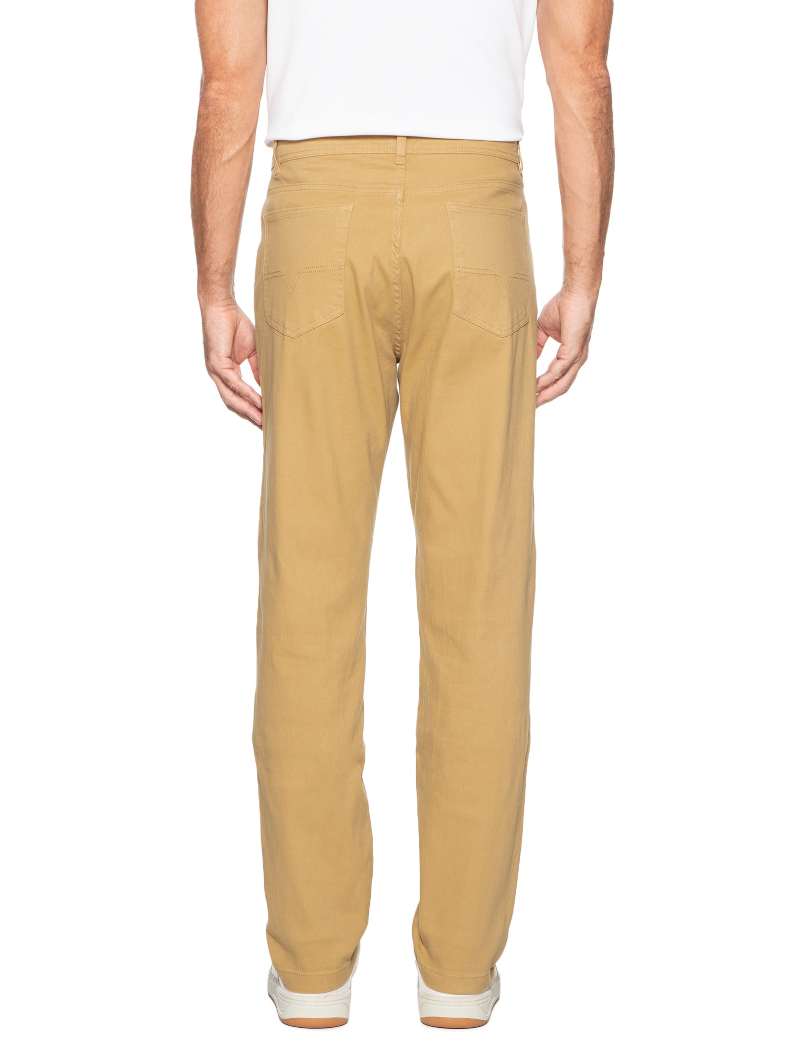 Calça Masculina Chino Sarja Color Bege Basiq Men