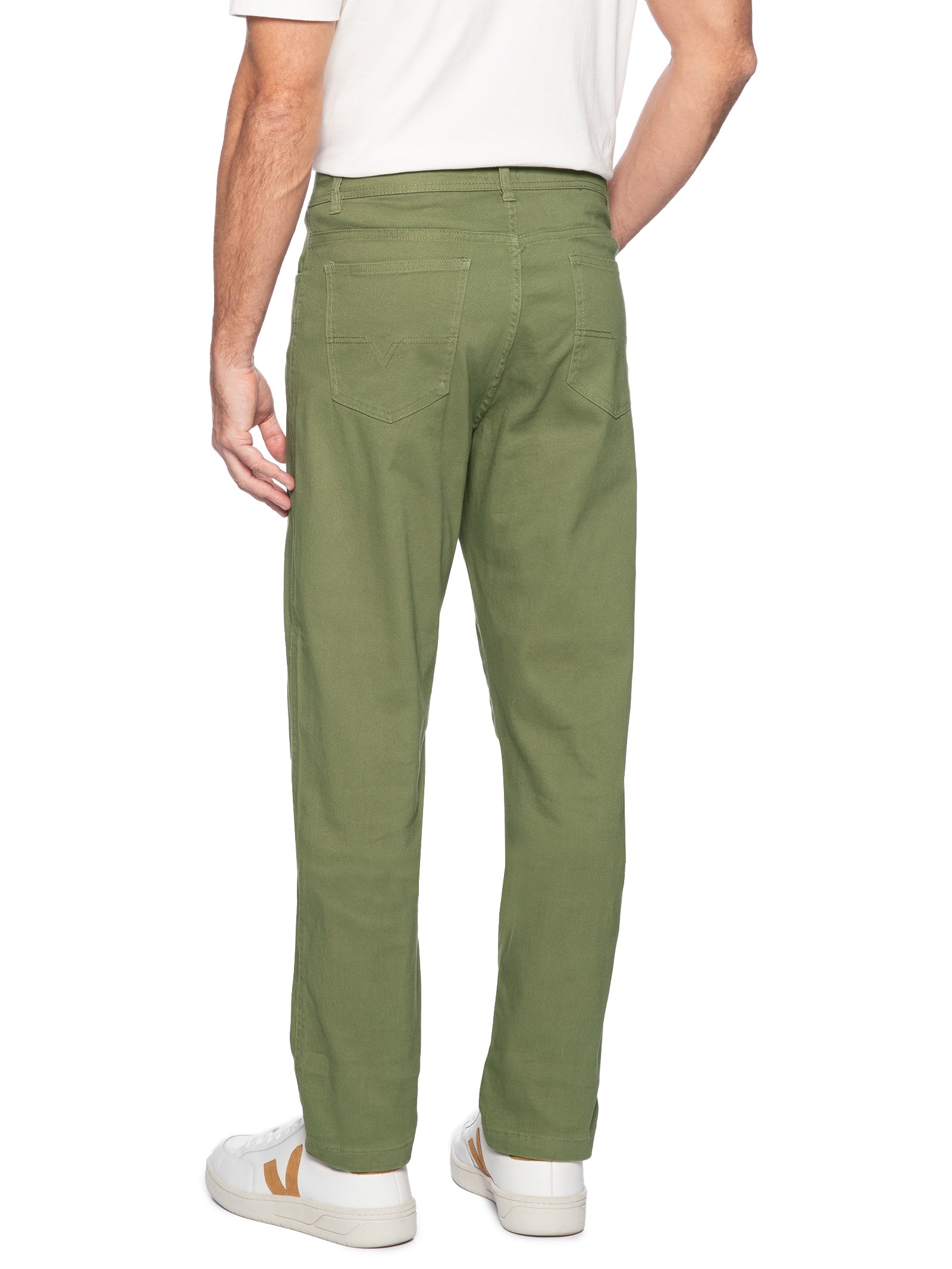 Calça Masculina Chino Sarja Color Verde Basiq Men