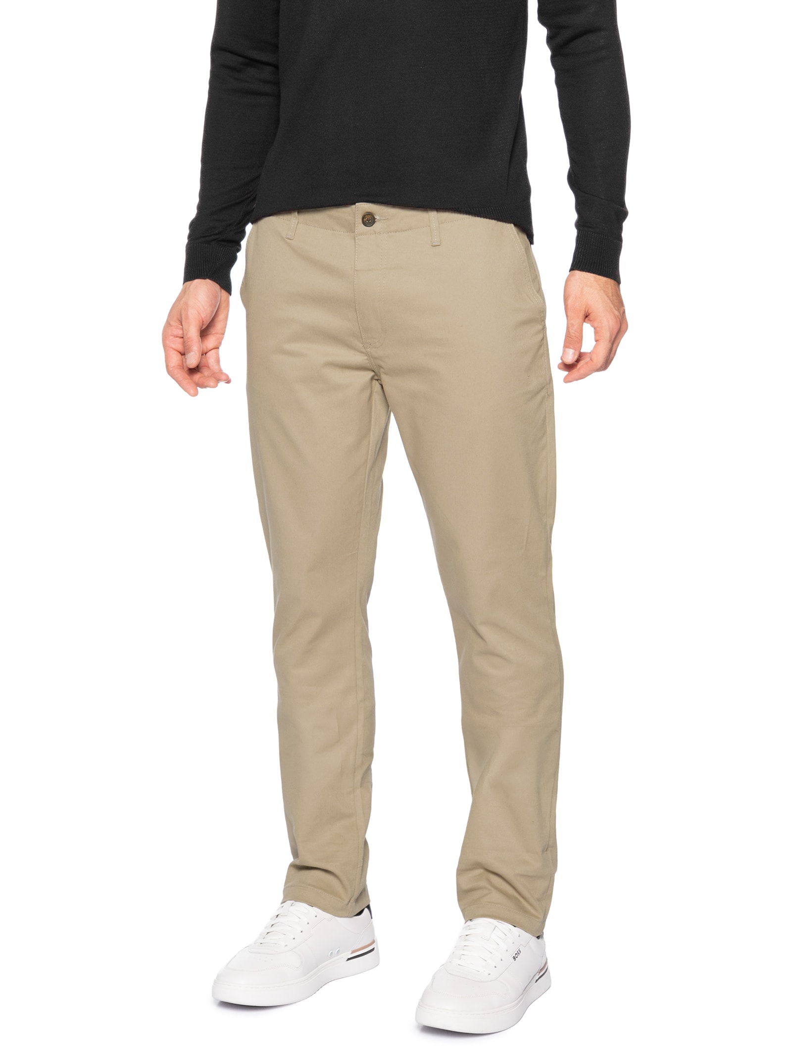 Calça Masculina Chino Sarja Elastano Bege Sergio K