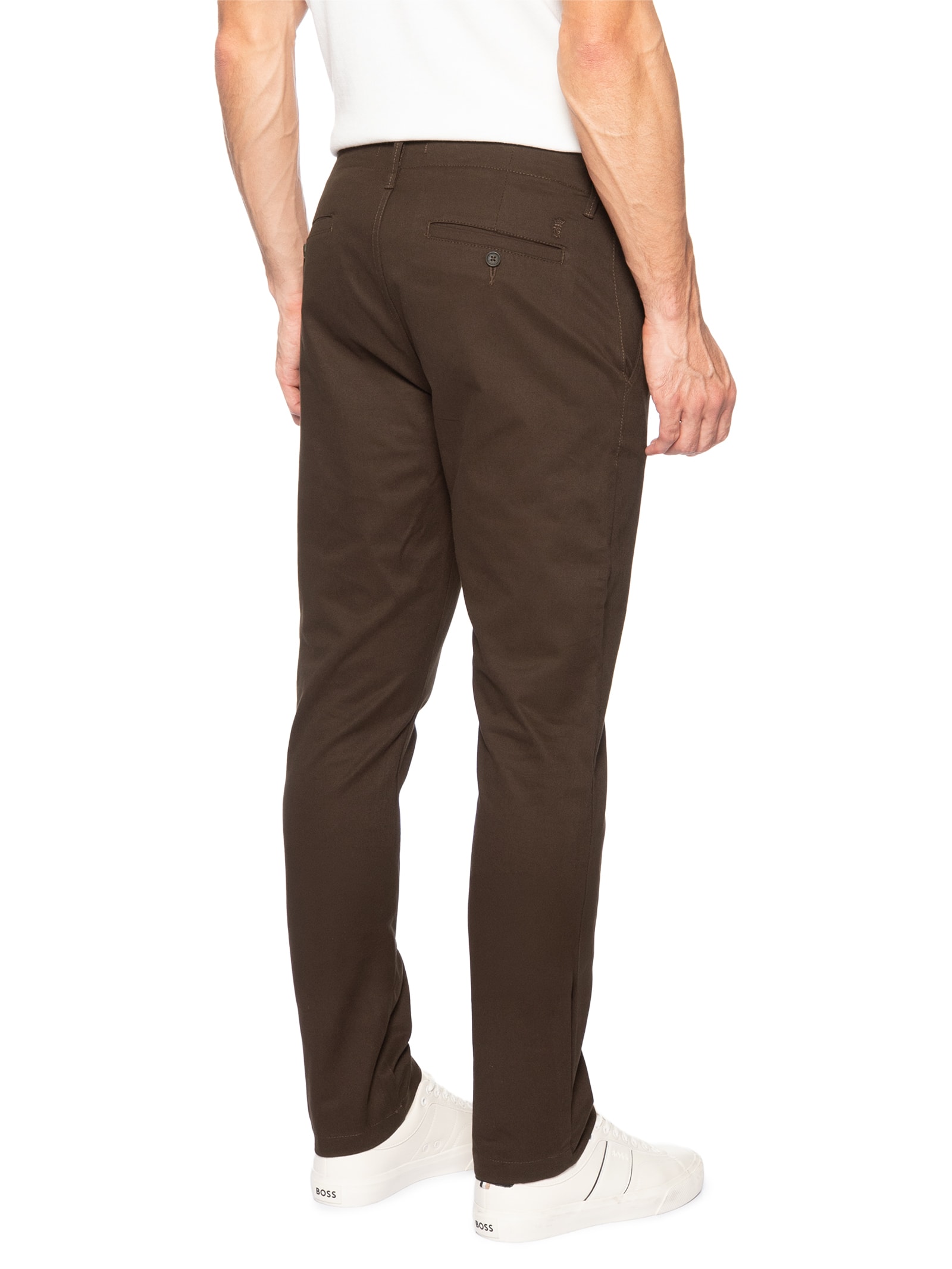 Calça Masculina Chino Sarja Elastano Marrom Sergio K
