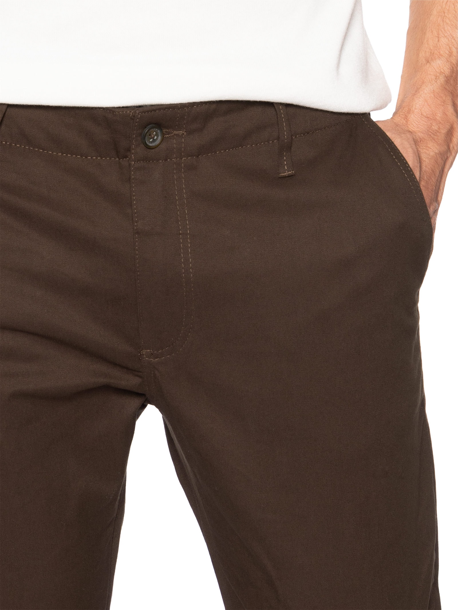 Calça Masculina Chino Sarja Elastano Marrom Sergio K