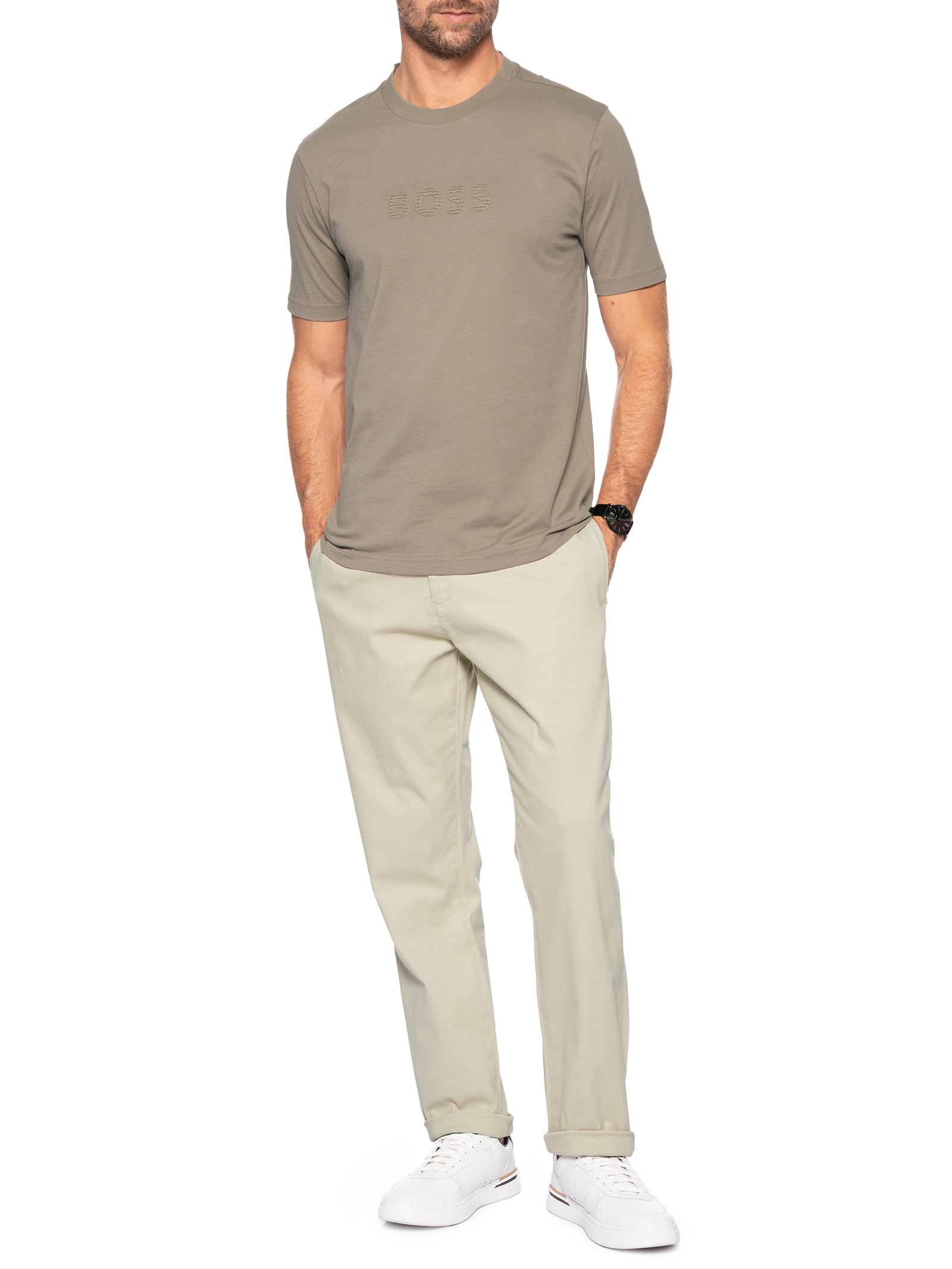 Calça Masculina Chino Slim Bege Calvin Klein