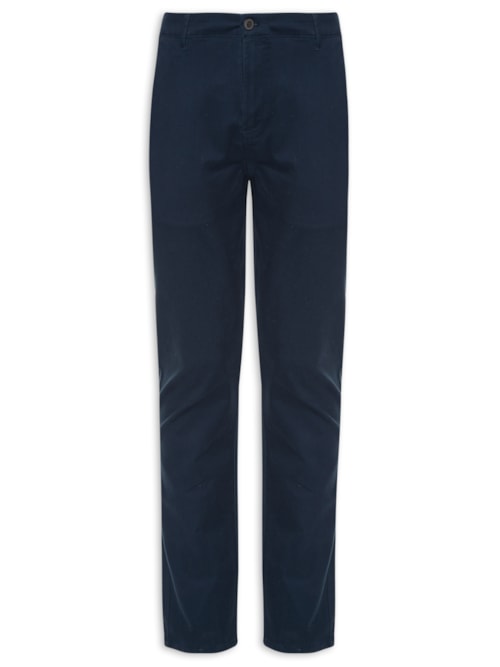 Calça Masculina Chino Slim Clássica Sarja - Azul