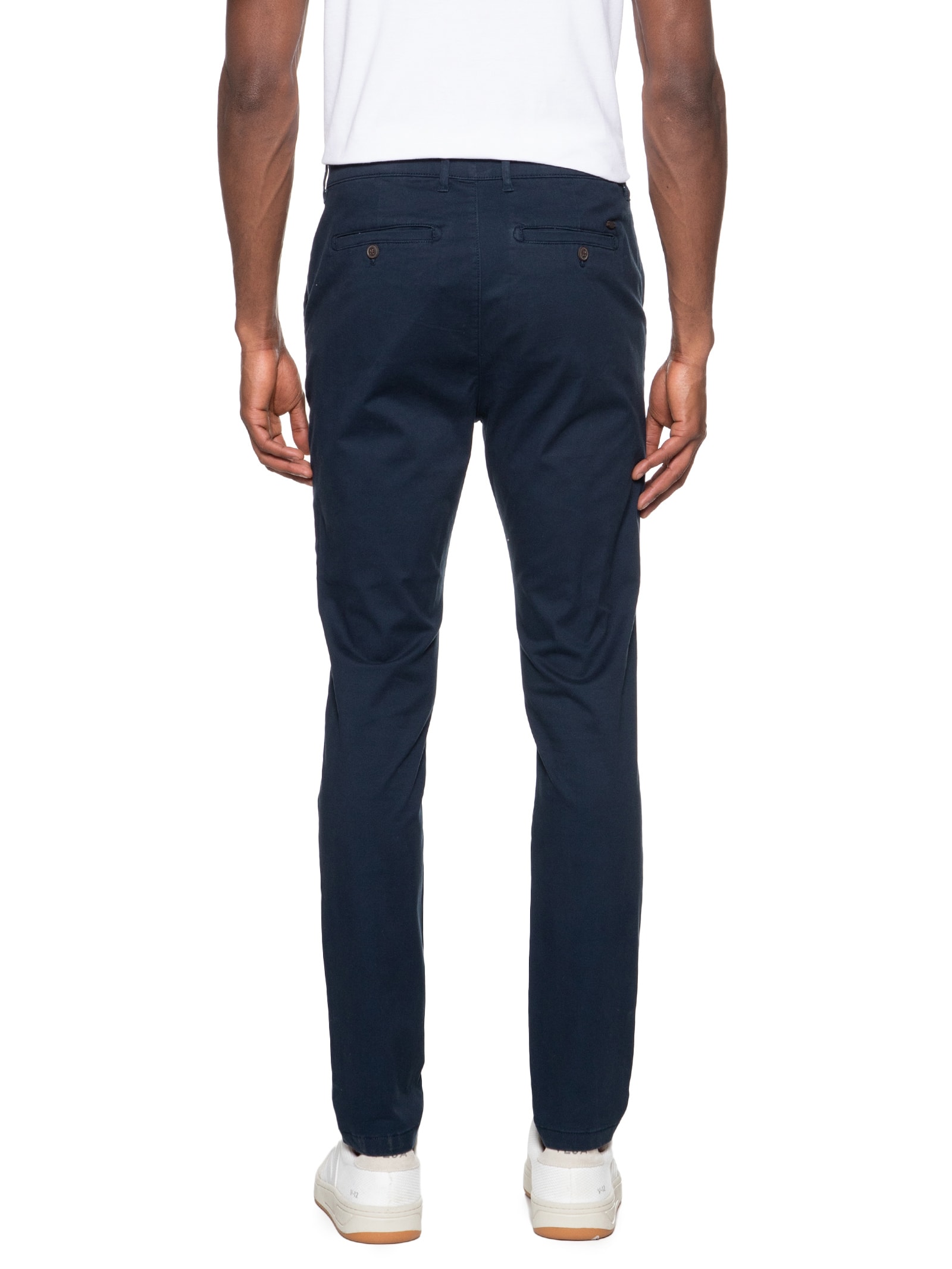 Calça Masculina Chino Slim Clássica Sarja  Azul Aramis