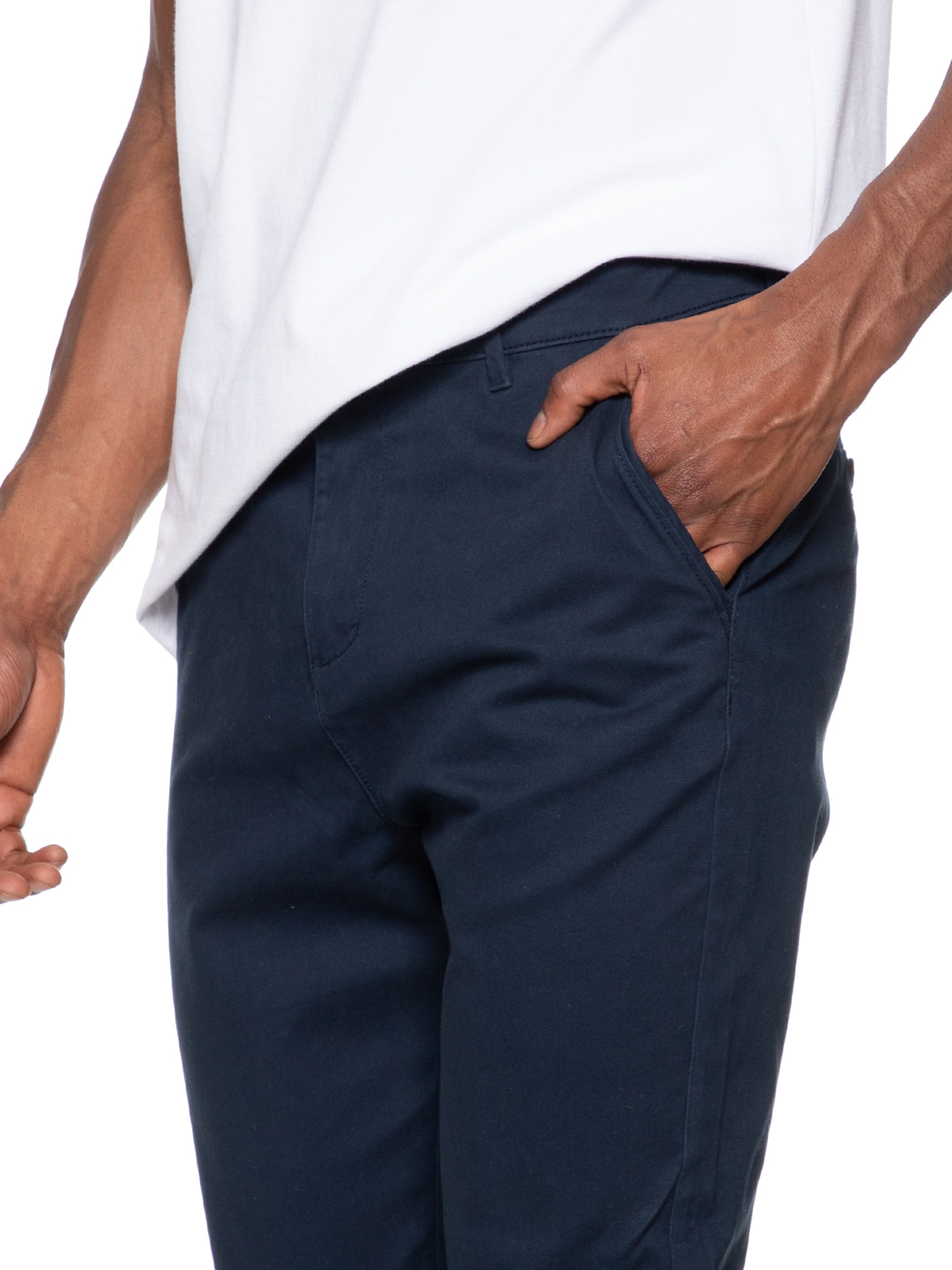Calça Masculina Chino Slim Clássica Sarja  Azul Aramis
