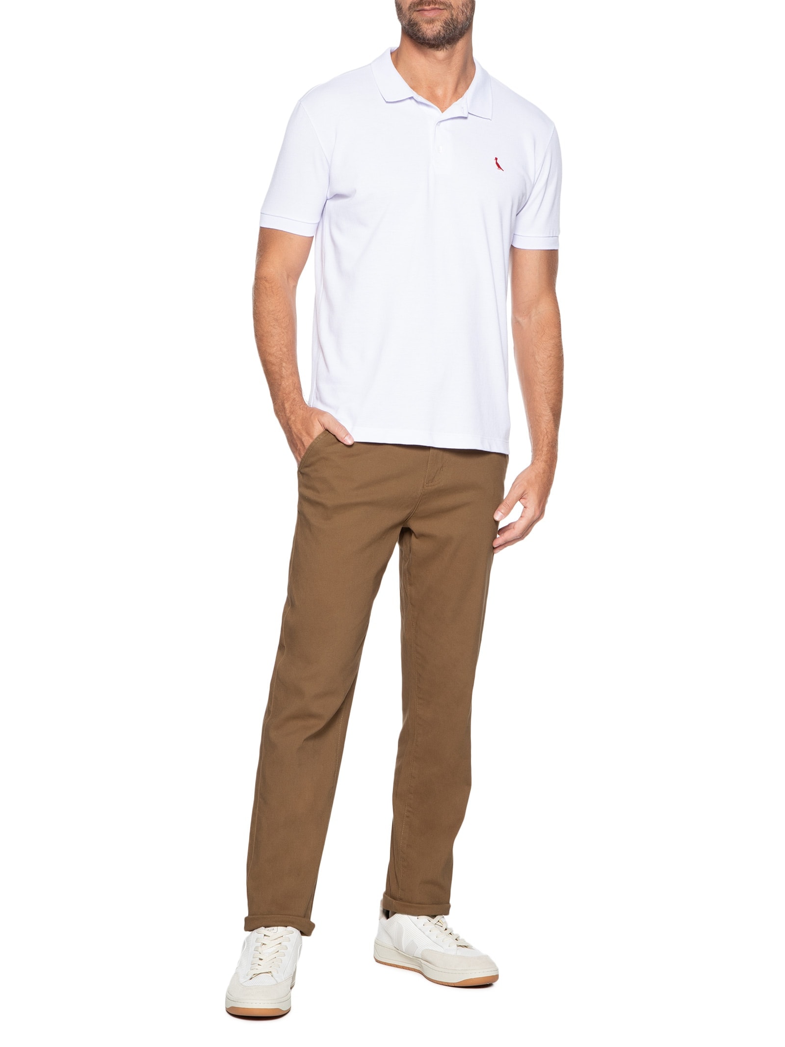 Calça Masculina Chino Slim Color Marrom Basiq Men