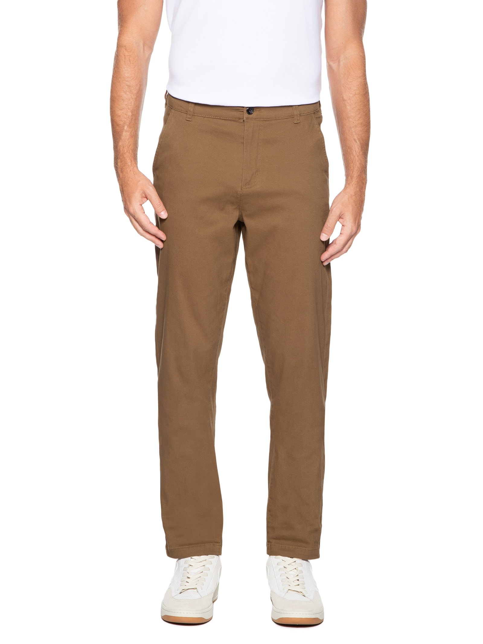 Calça Masculina Chino Slim Color Marrom Basiq Men