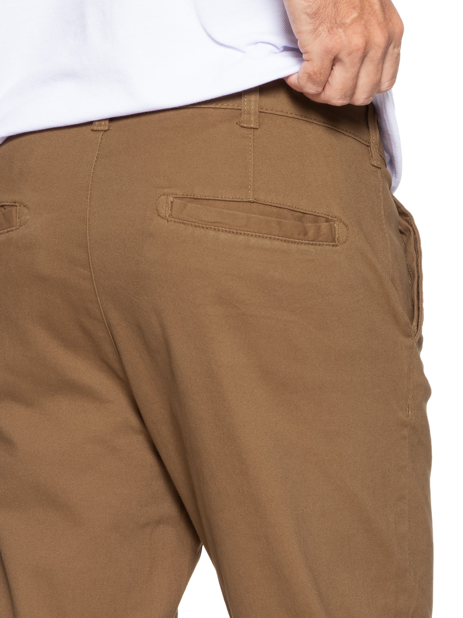 Calça Masculina Chino Slim Color Marrom Basiq Men