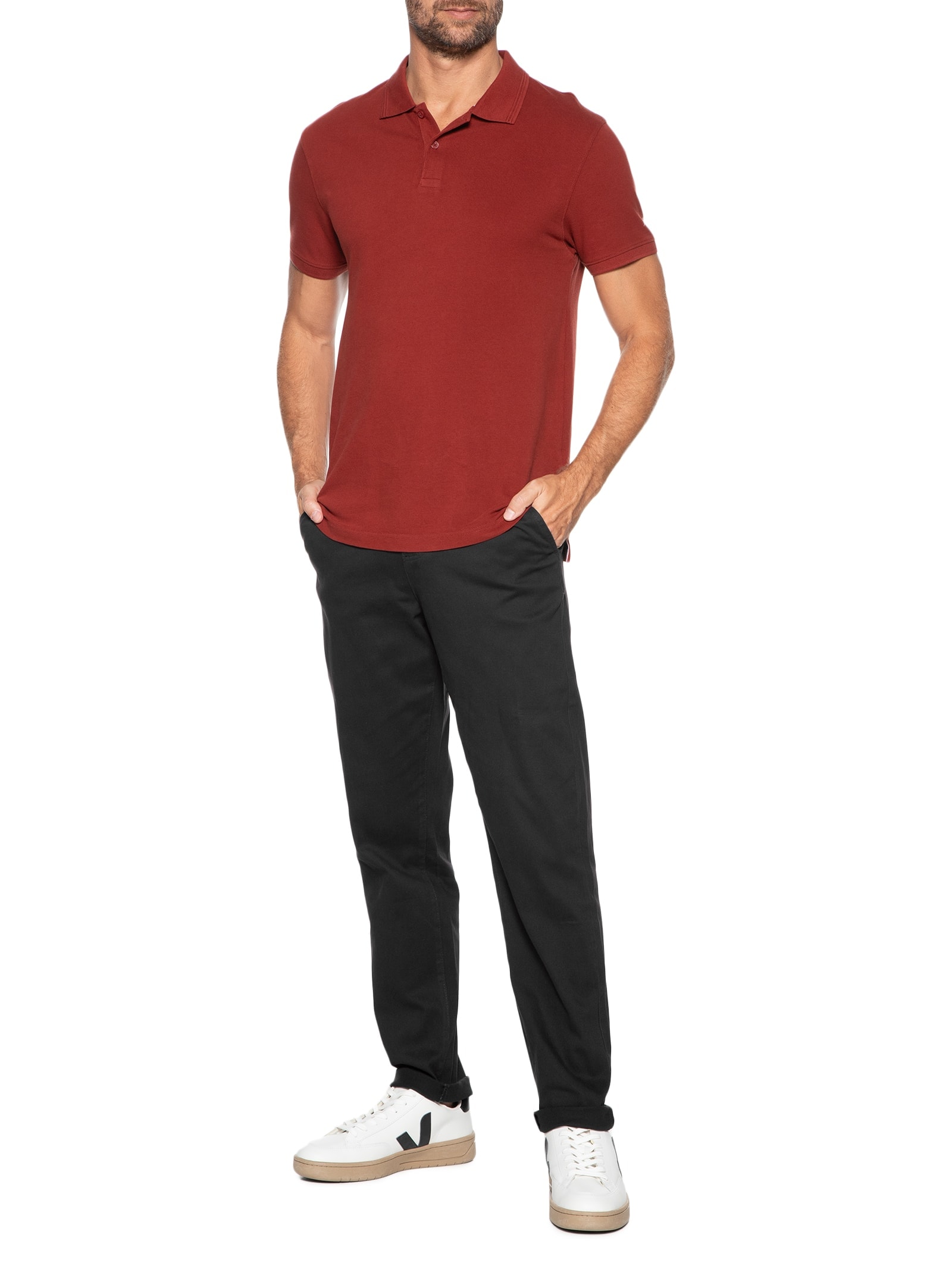 Calça Masculina Chino Slim Color Preto Basiq Men