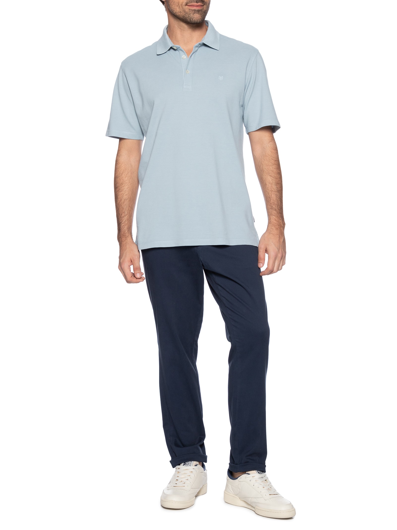 Calça Masculina Chino Slim Fit Em Algodão Azul Jack & Jones