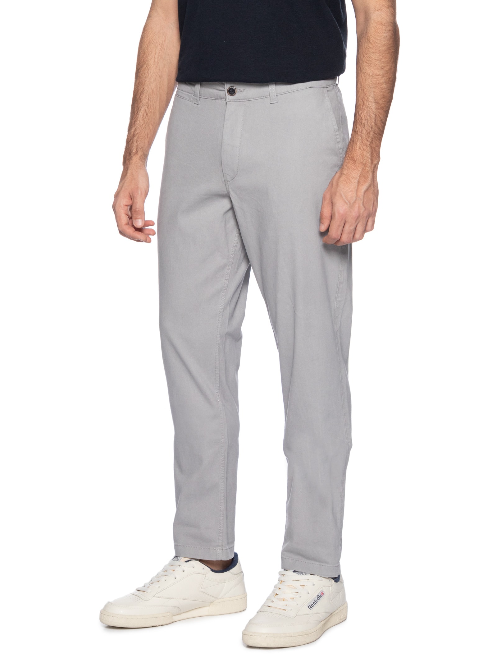 Calça Masculina Chino Slim Fit Em Algodão Cinza Jack & Jones