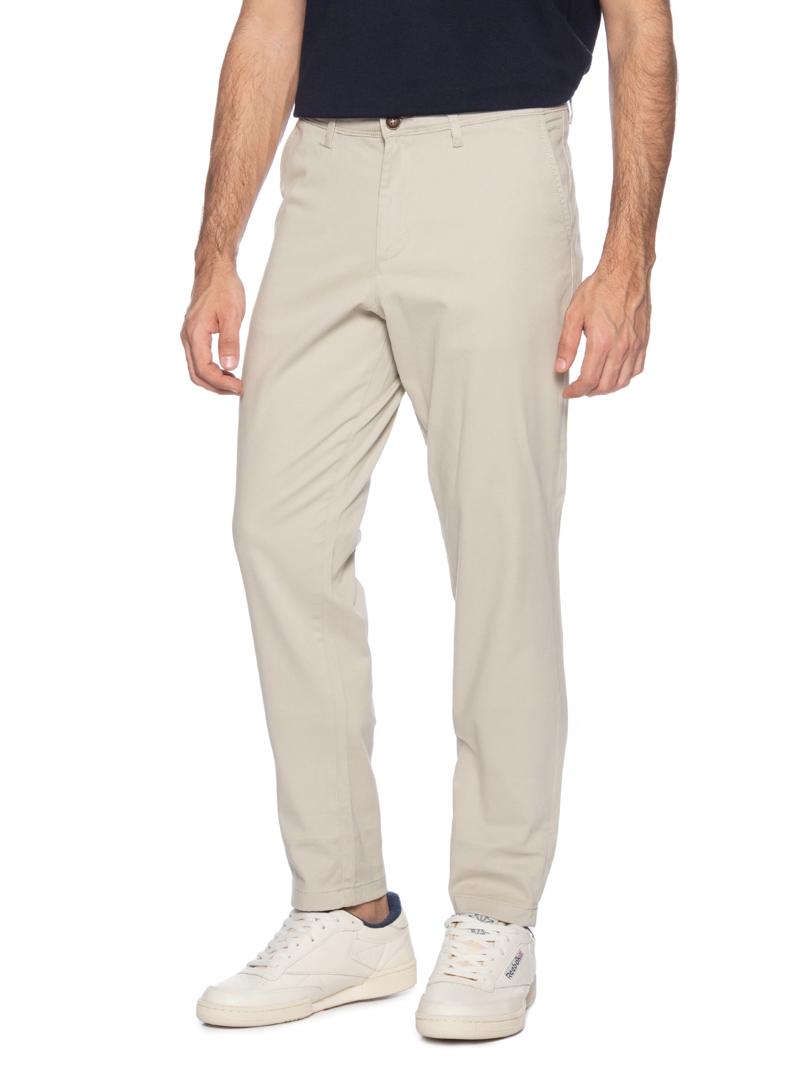 Calça Masculina Chino Slim Fit em Algodão Orgânico Bege Jack & Jones