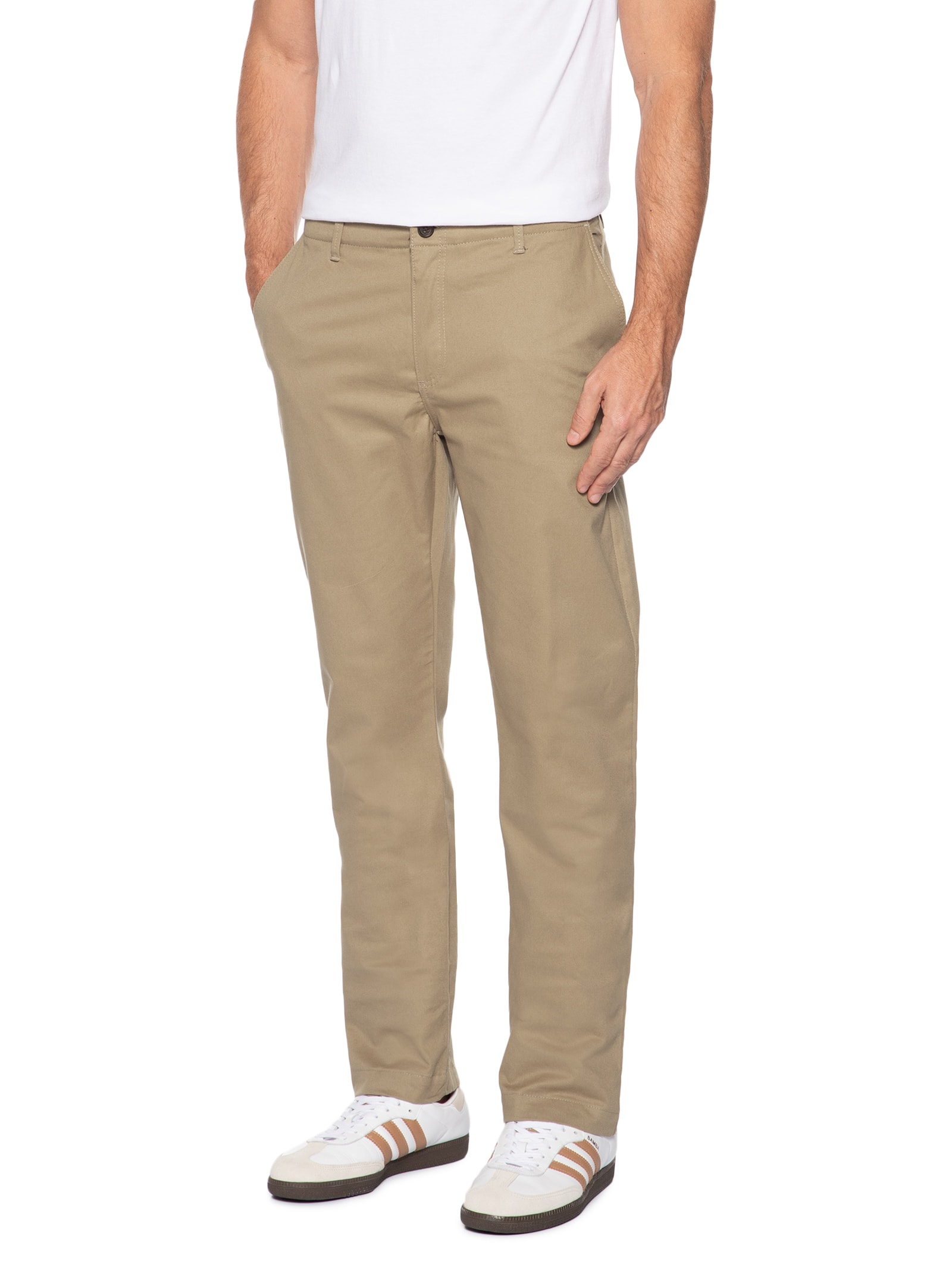 Calça Masculina Chino Slim Fit Em Sarja Bege Sergio K