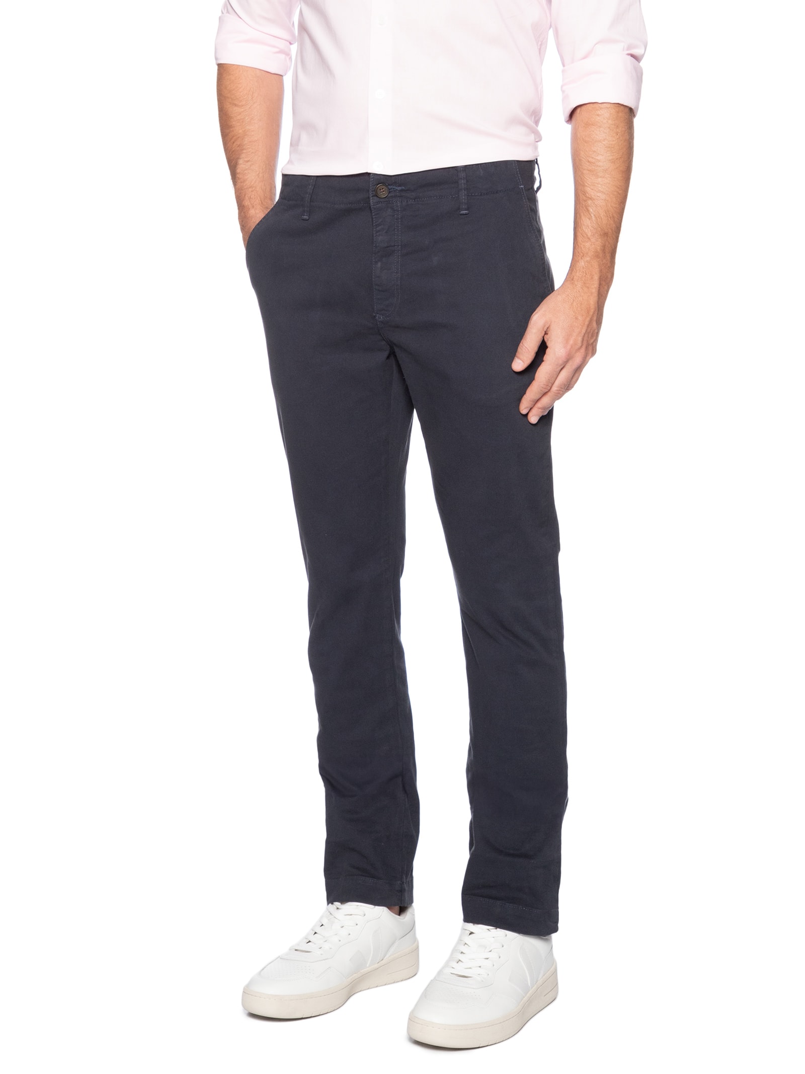 Calça Masculina Chino Slim Fit Sarja Azul Sergio K