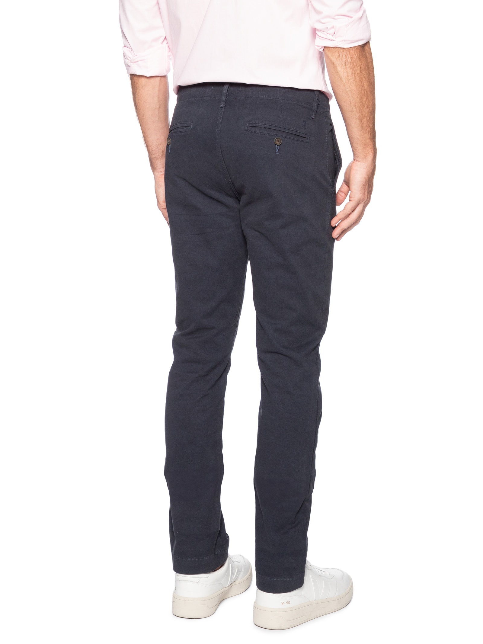 Calça Masculina Chino Slim Fit Sarja Azul Sergio K