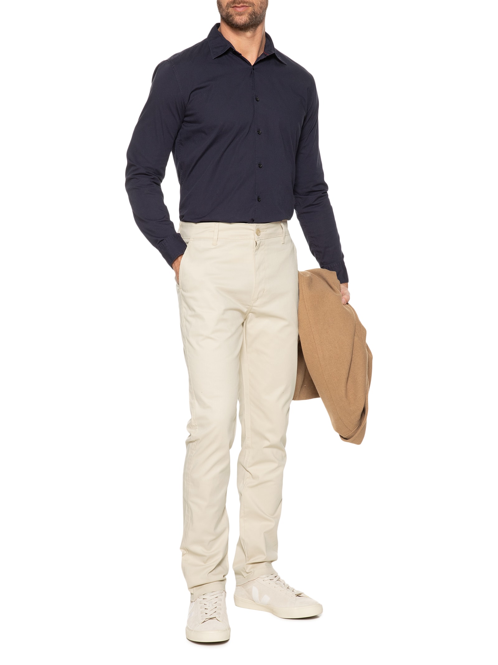 Calça Masculina Clássica Chino Reta Bege '2 Essential