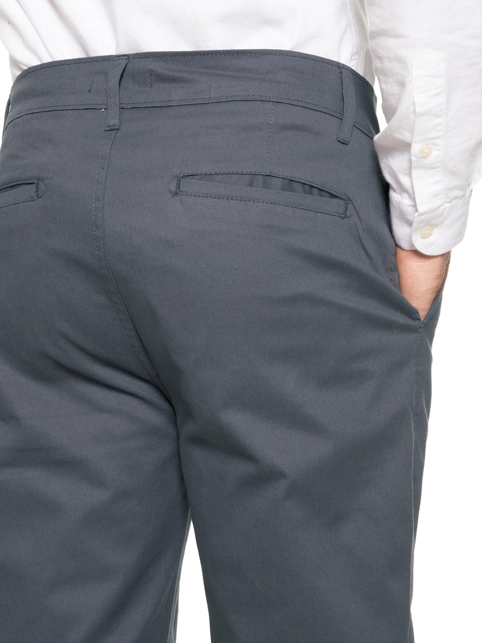 Calça Masculina Clássica Chino Reta Cinza '2 Essential