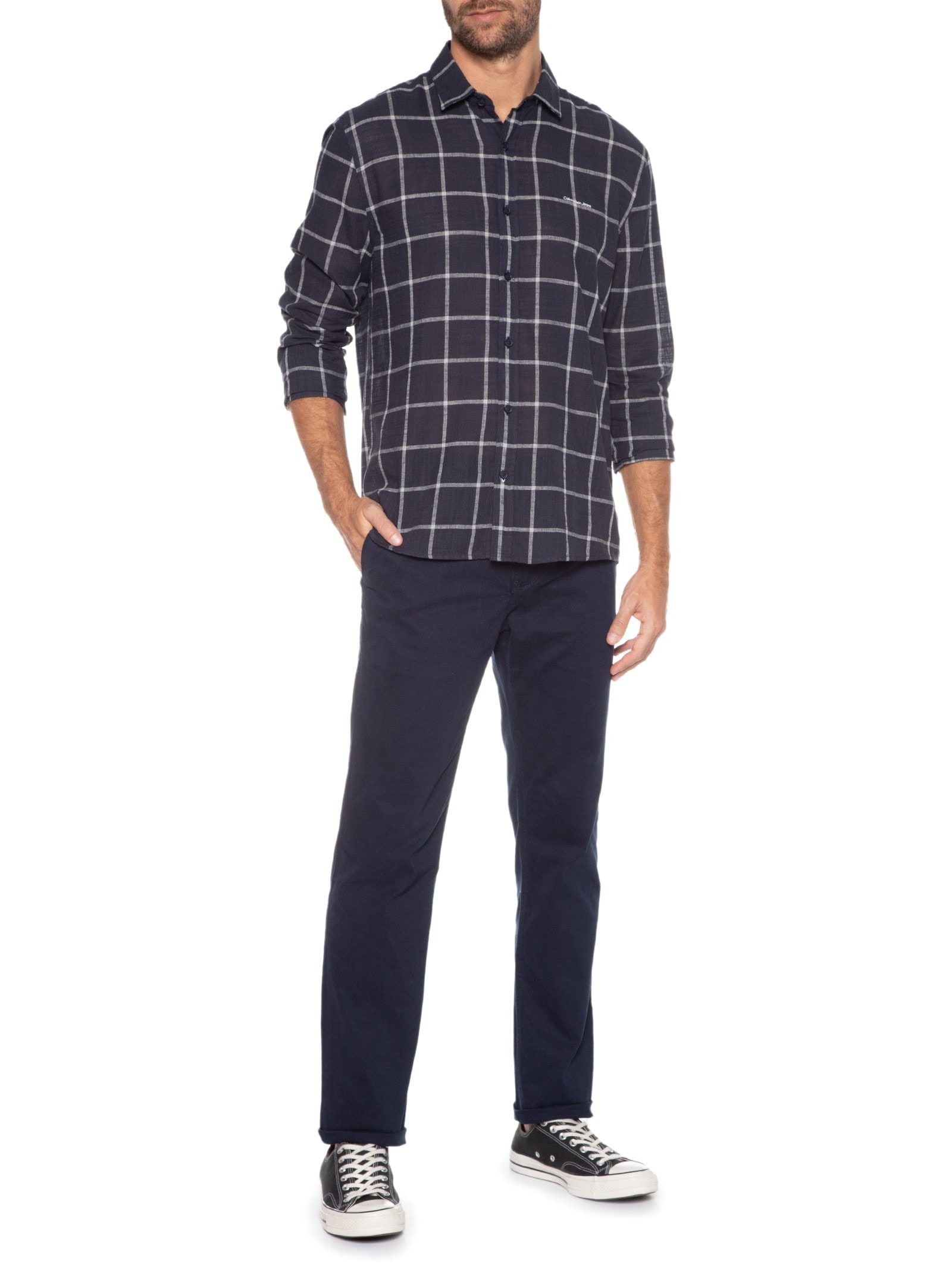 Calça Masculina Color Five Pockets Skinny Azul Calvin Klein Jeans