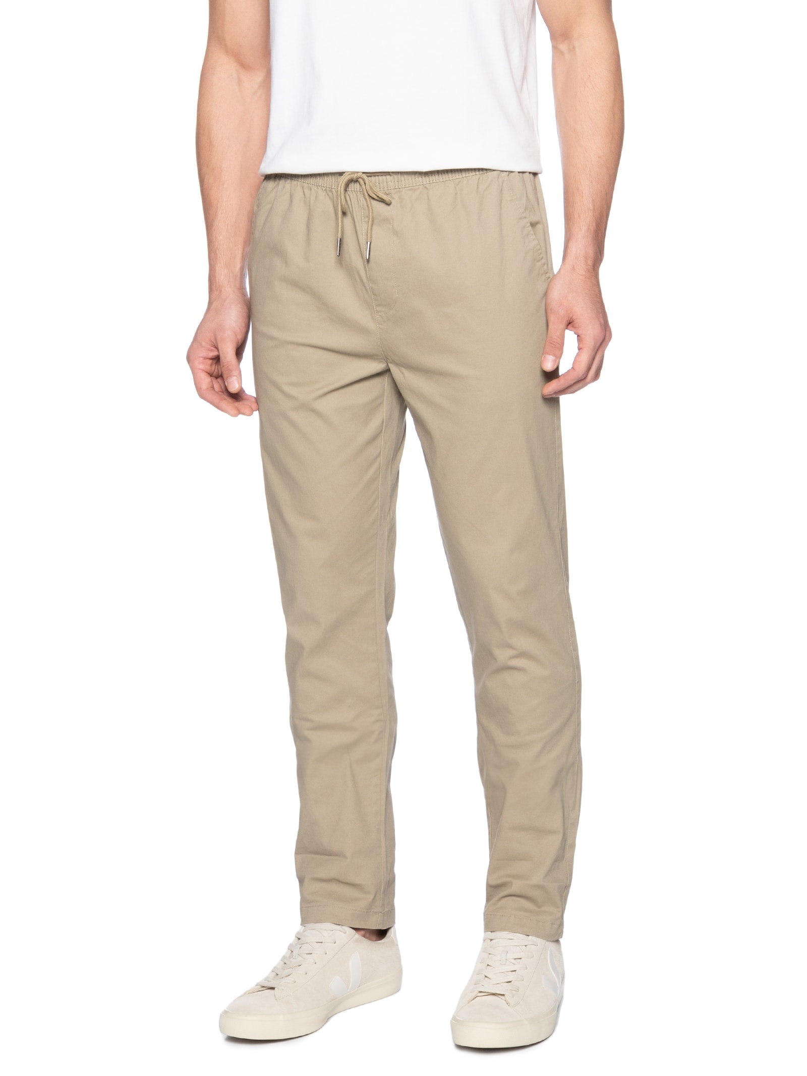 Calça Masculina Com Elástico Na Cintura Bege Basiq Men