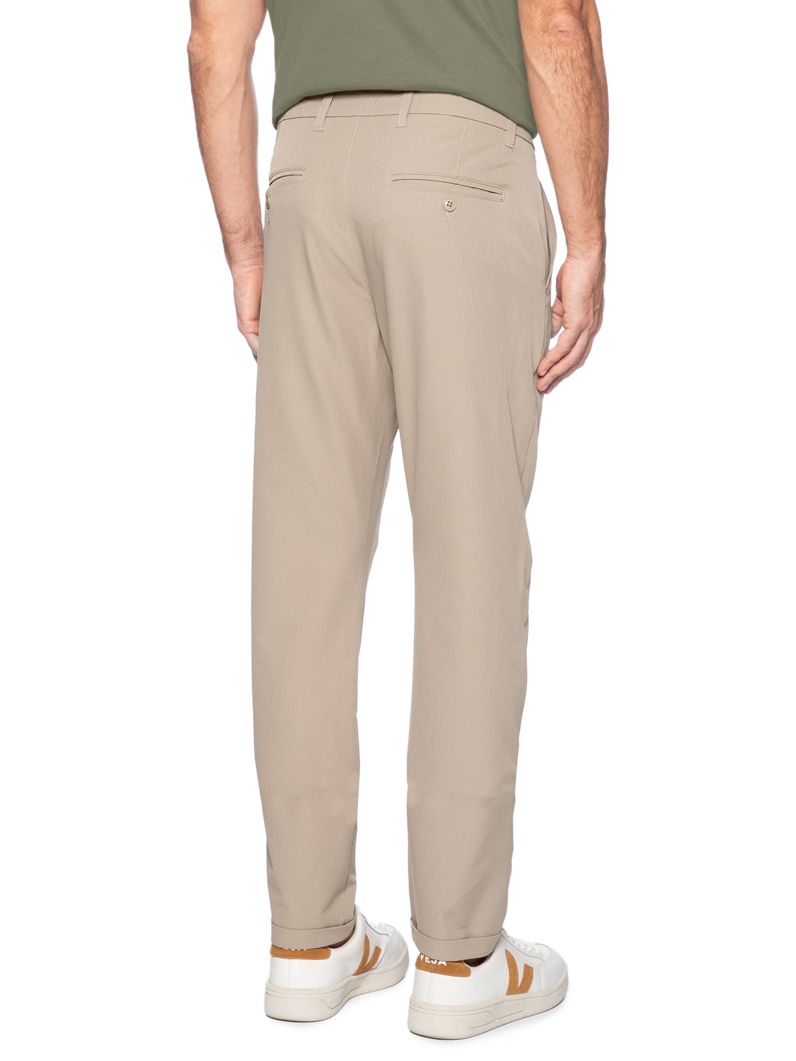 Calça Masculina Confort Slim Bege  Basiq Men