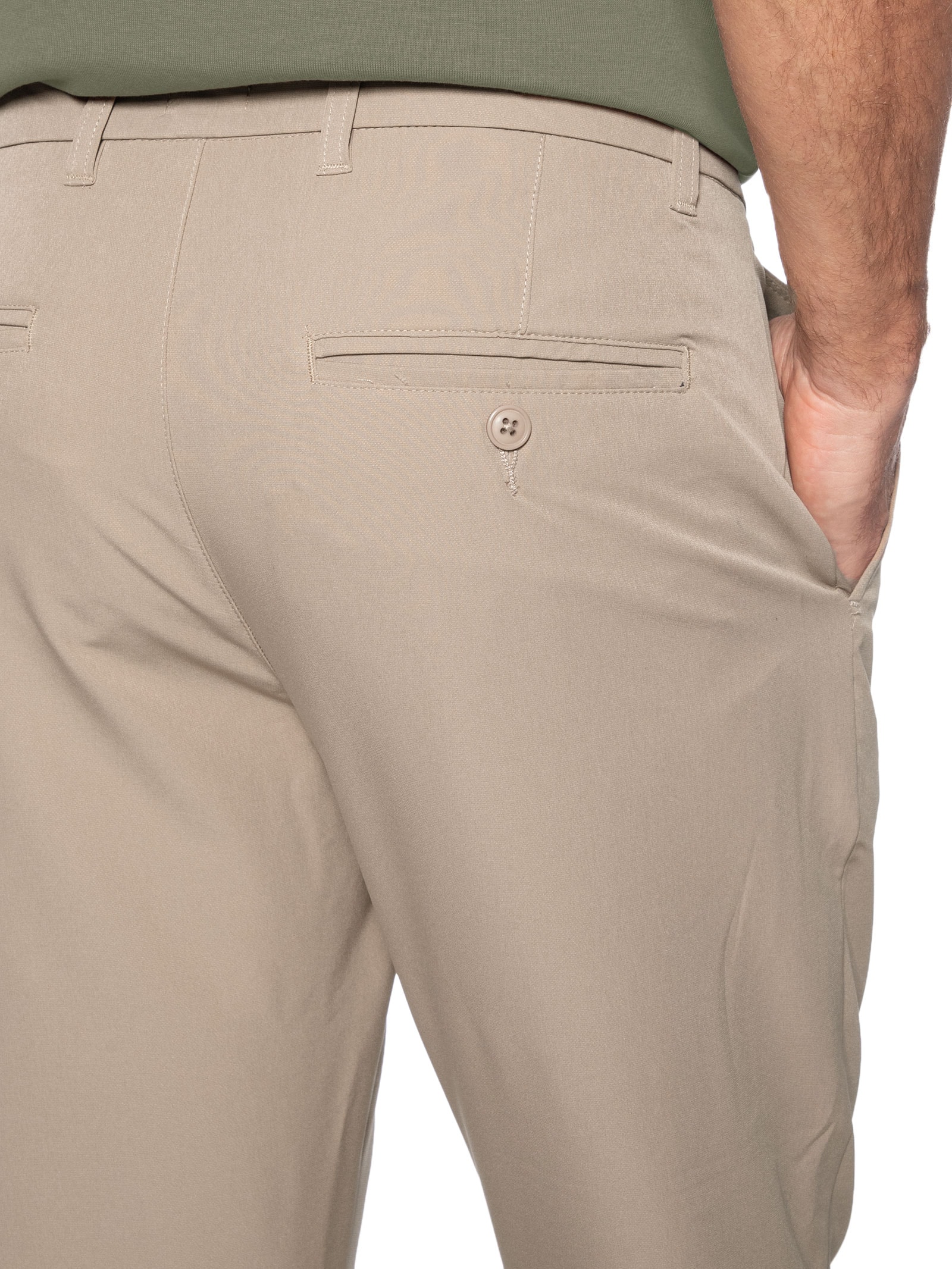 Calça Masculina Confort Slim Bege  Basiq Men