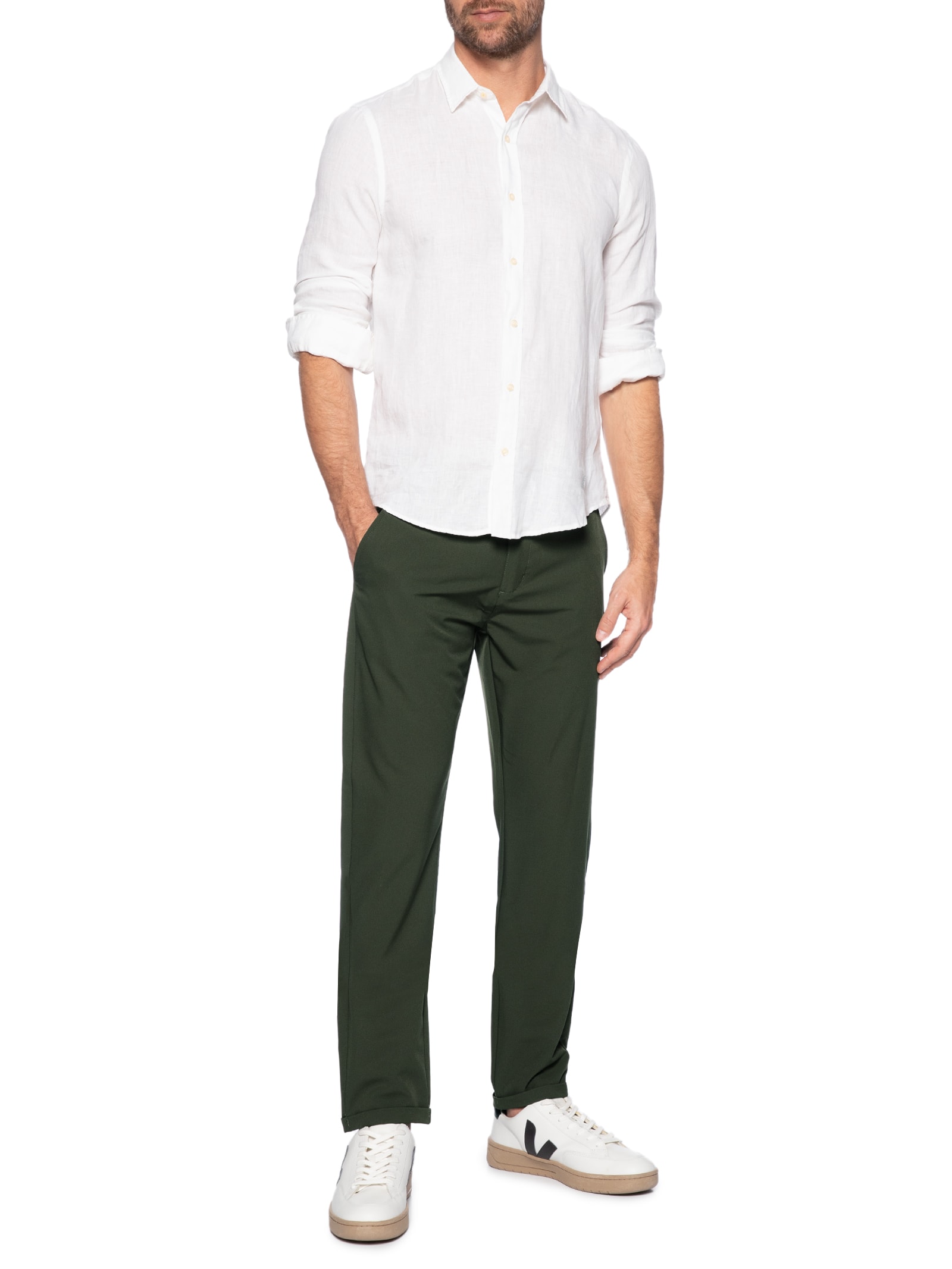 Calça Masculina Confort Slim Verde Basiq Men