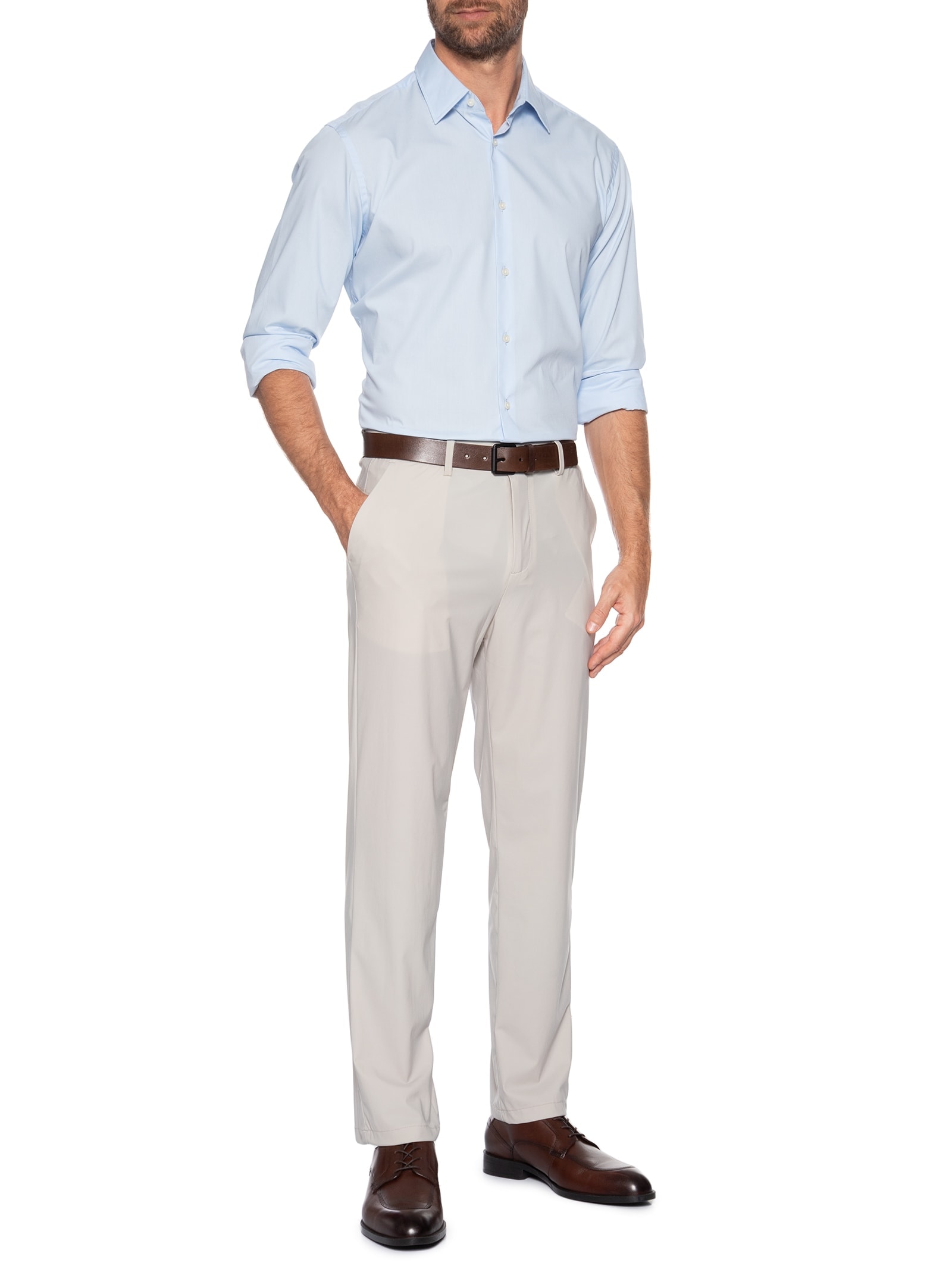 Calça Masculina Corte Alfaiataria Casual Slim Cinza '2 Essential