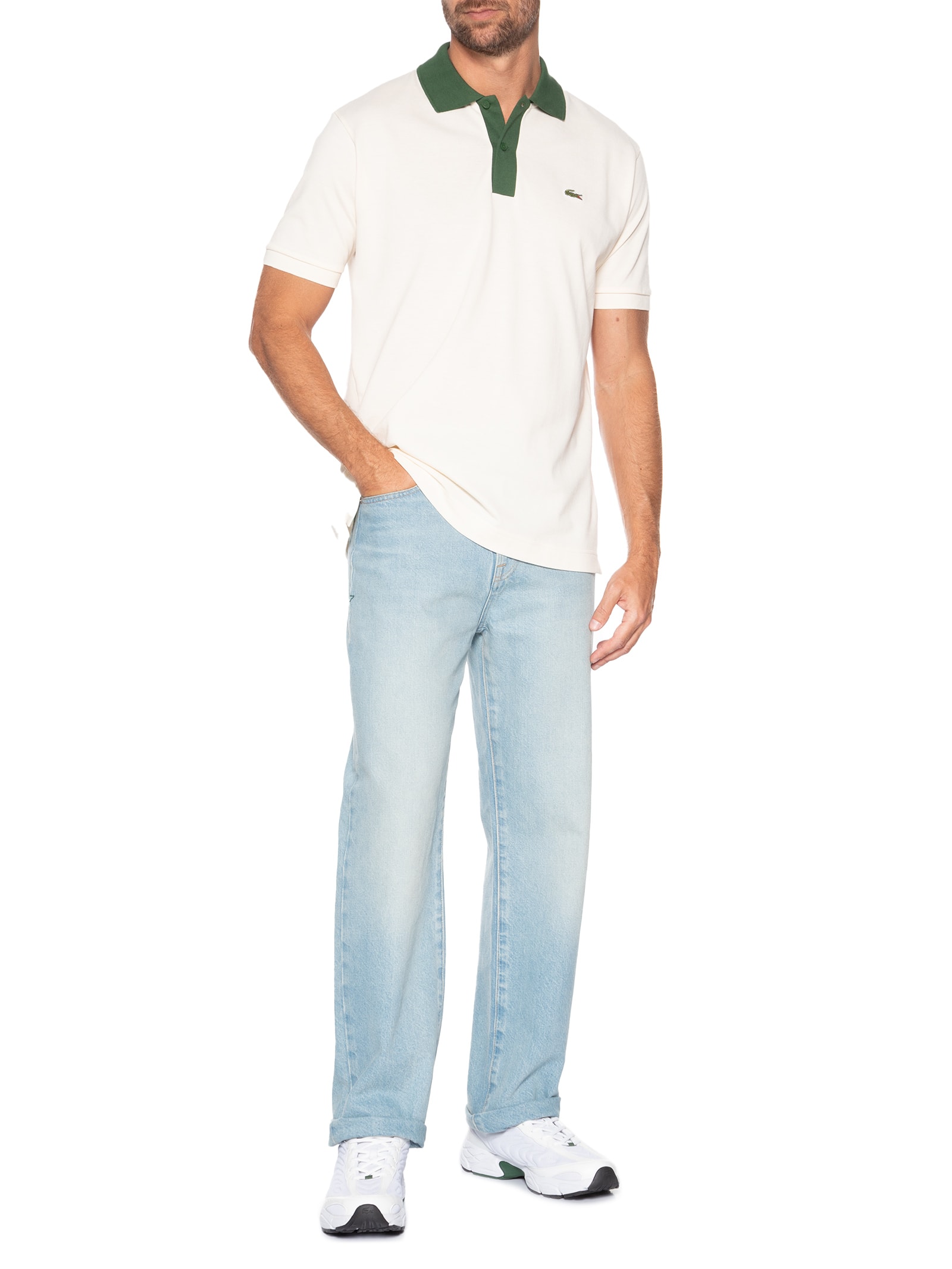 Calça Masculina Corte Reto Jeans 5 Pockets Azul  Lacoste