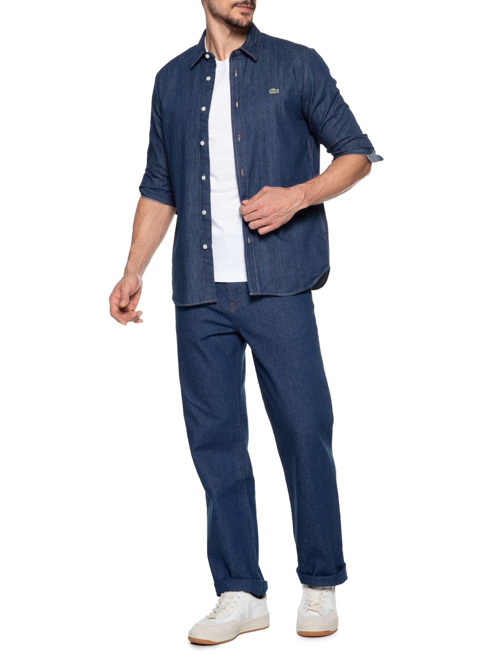 Calça Masculina Corte Reto Jeans 5 Pockets Azul  Lacoste