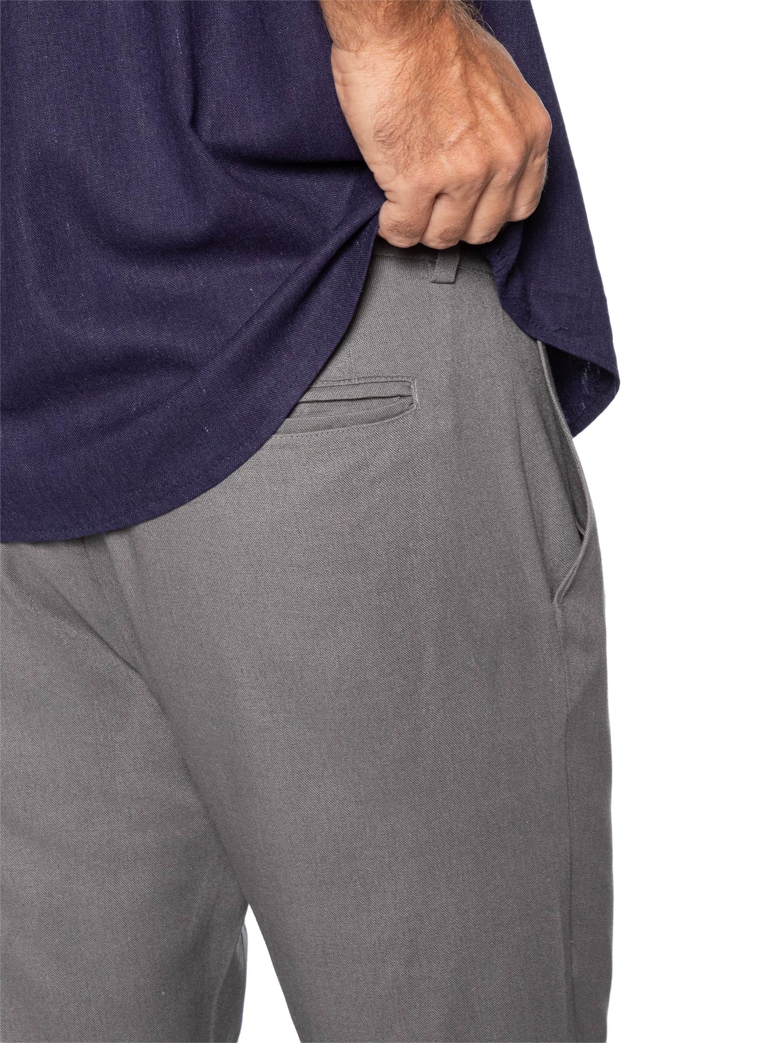 Calça Masculina De Linho Balneário Cinza Hio