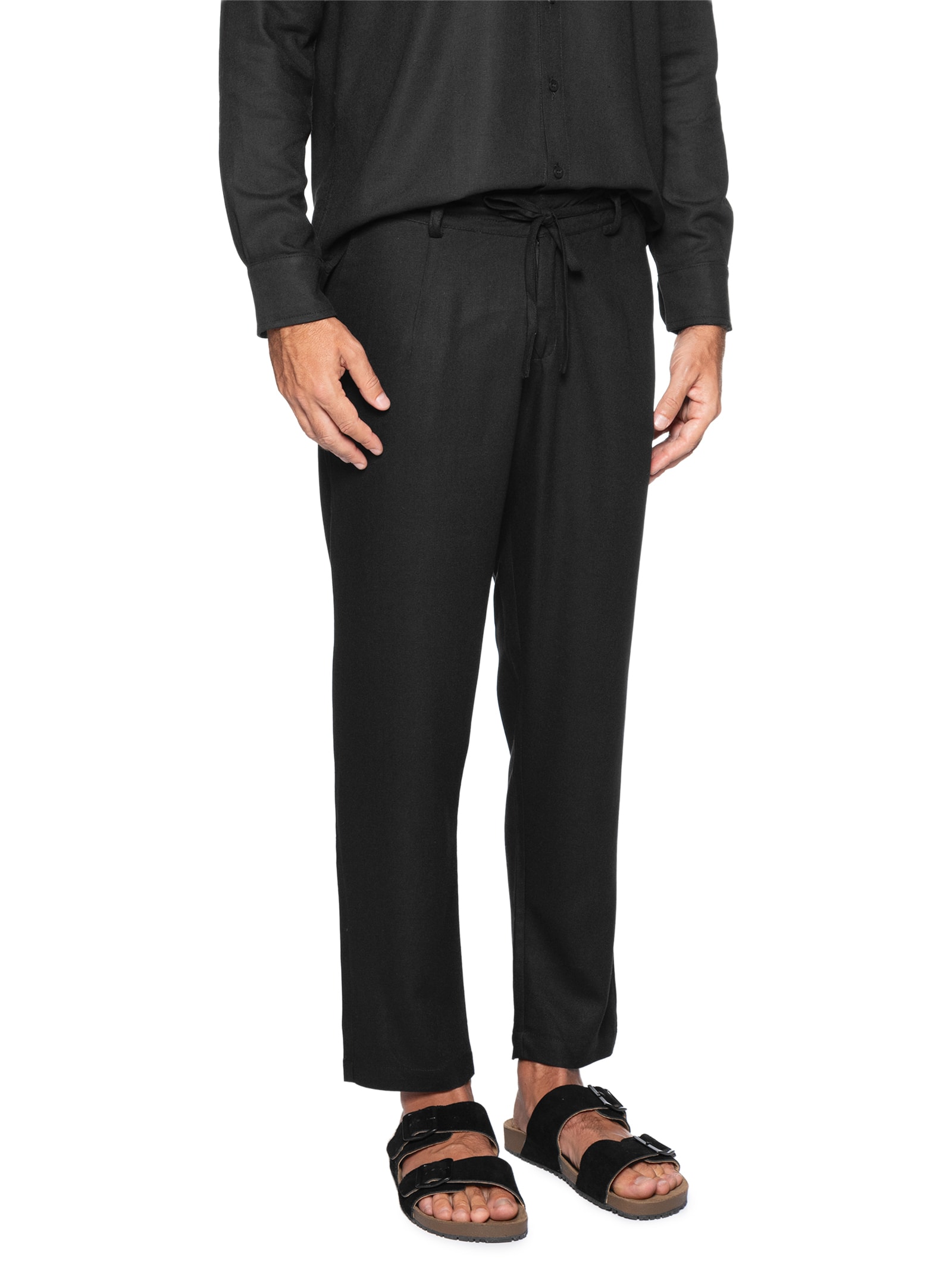 Calça Masculina De Linho Balneário Preto Hio