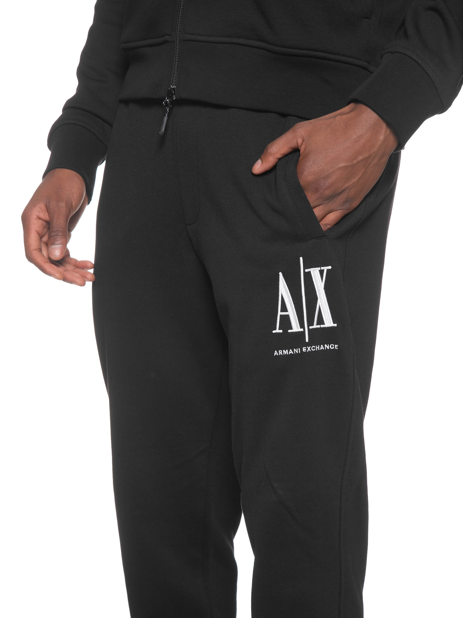 Calça Masculina De Moletom Logo Bordado Preto Armani Exchange