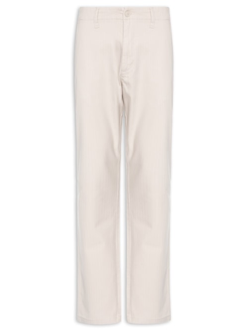 Calça Masculina De Sarja Espinha De Peixe – Bege