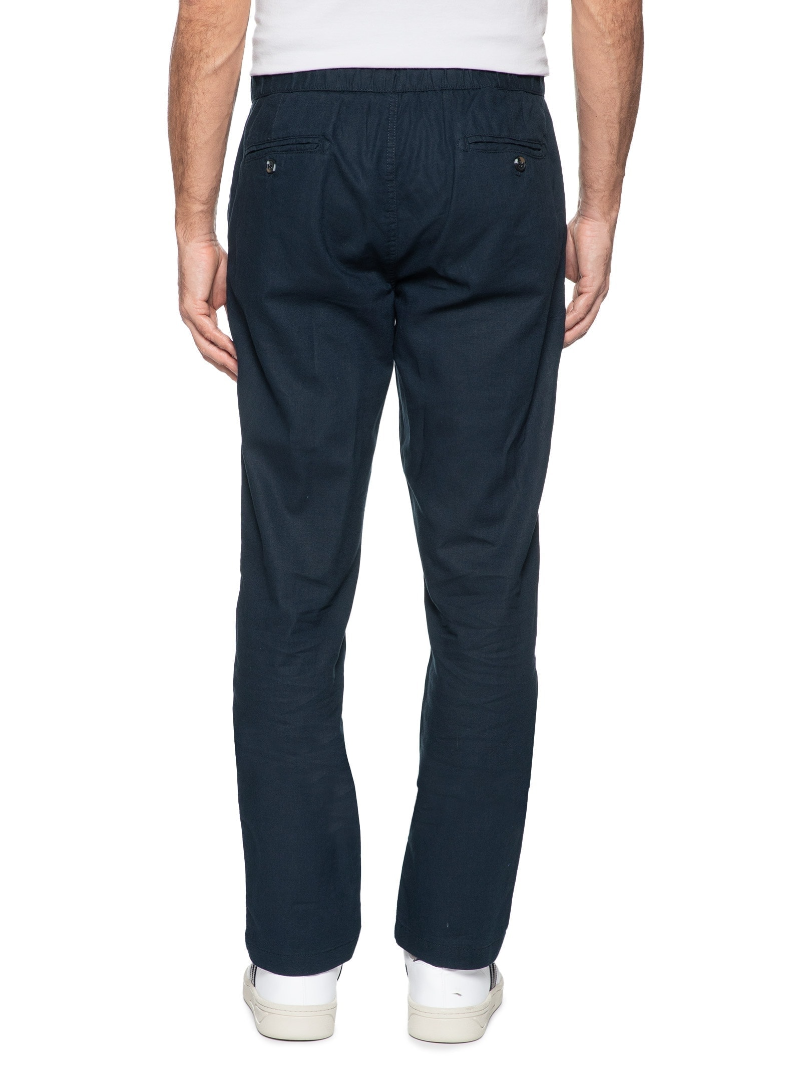 Calça Masculina Em Algodão Cós Elástico Reta Azul  '2 Essential
