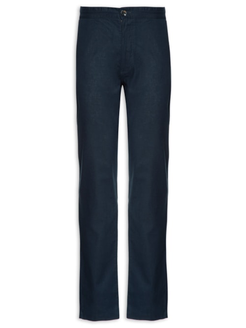 Calça Masculina Em Algodão Cós Elástico Reta – Azul