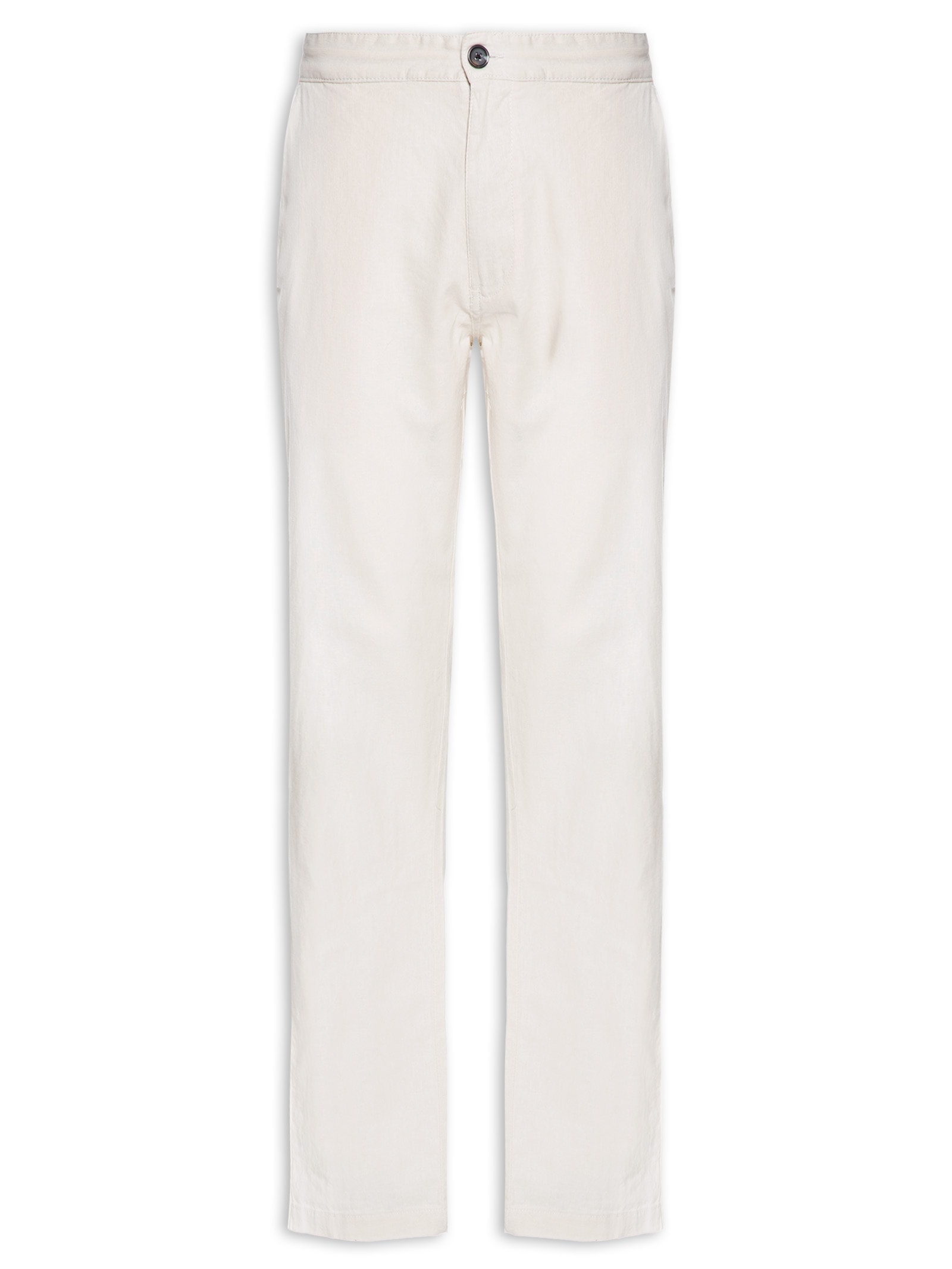 Calça Masculina Em Algodão Cós Elástico Reta Bege  '2 Essential
