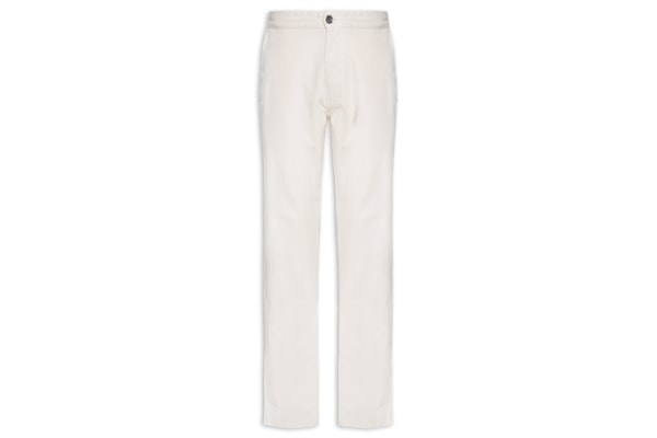 Calça Masculina Em Algodão Cós Elástico Reta - Bege 