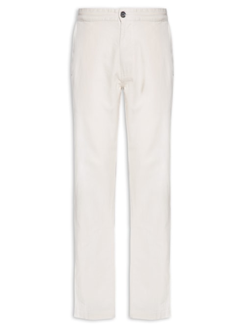 Calça Masculina Em Algodão Cós Elástico Reta – Bege