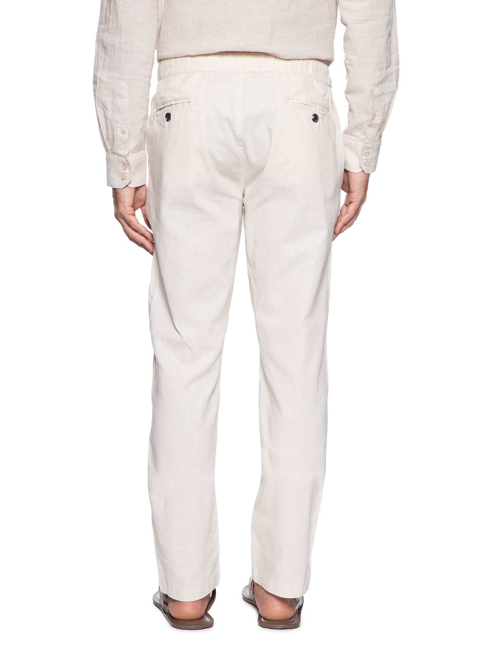 Calça Masculina Em Algodão Cós Elástico Reta Bege  '2 Essential