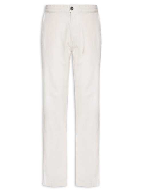 Calça Masculina Em Algodão Cós Elástico Reta - Bege