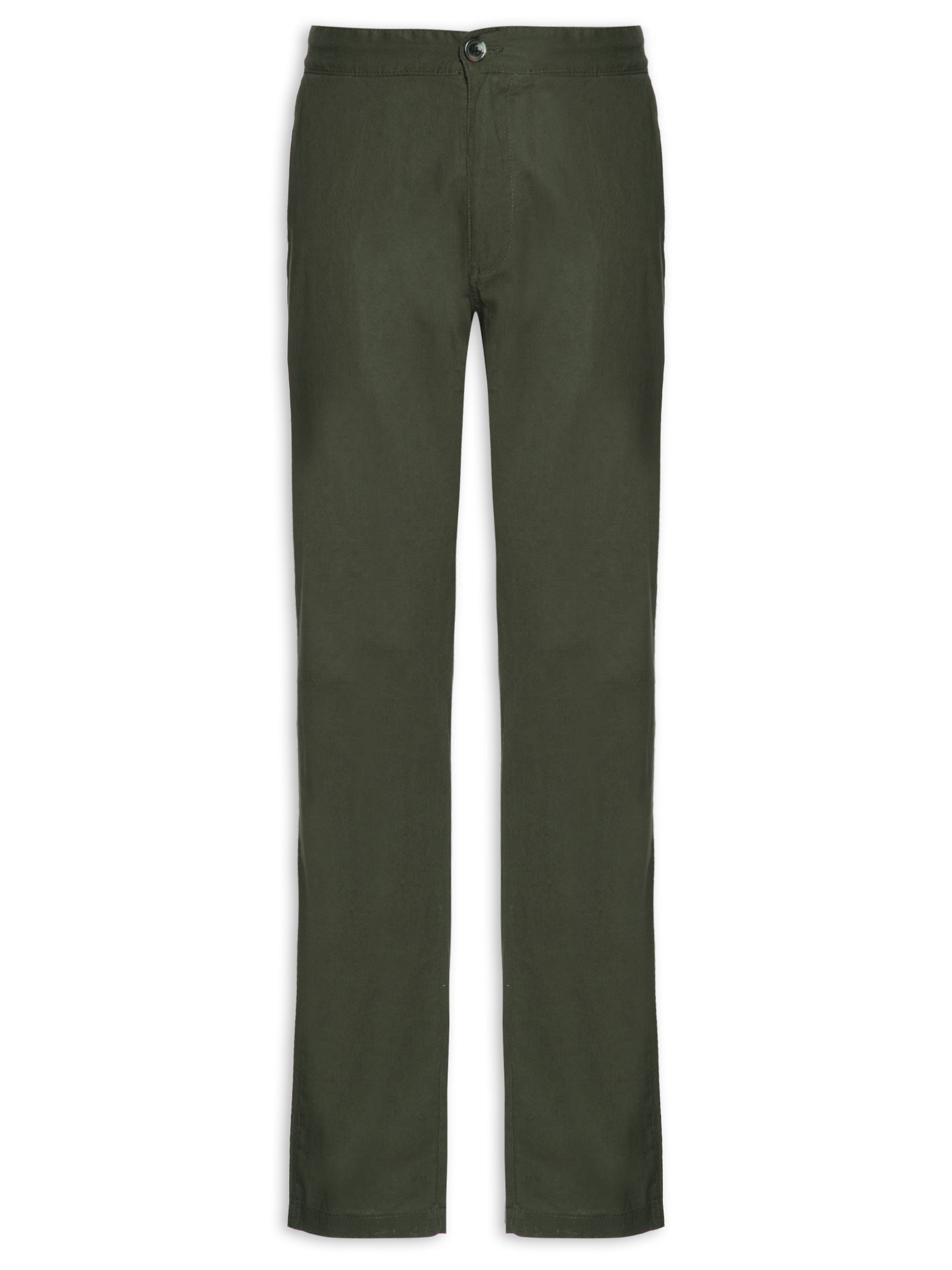 Calça Masculina Em Algodão Cós Elástico Reta Verde  '2 Essential