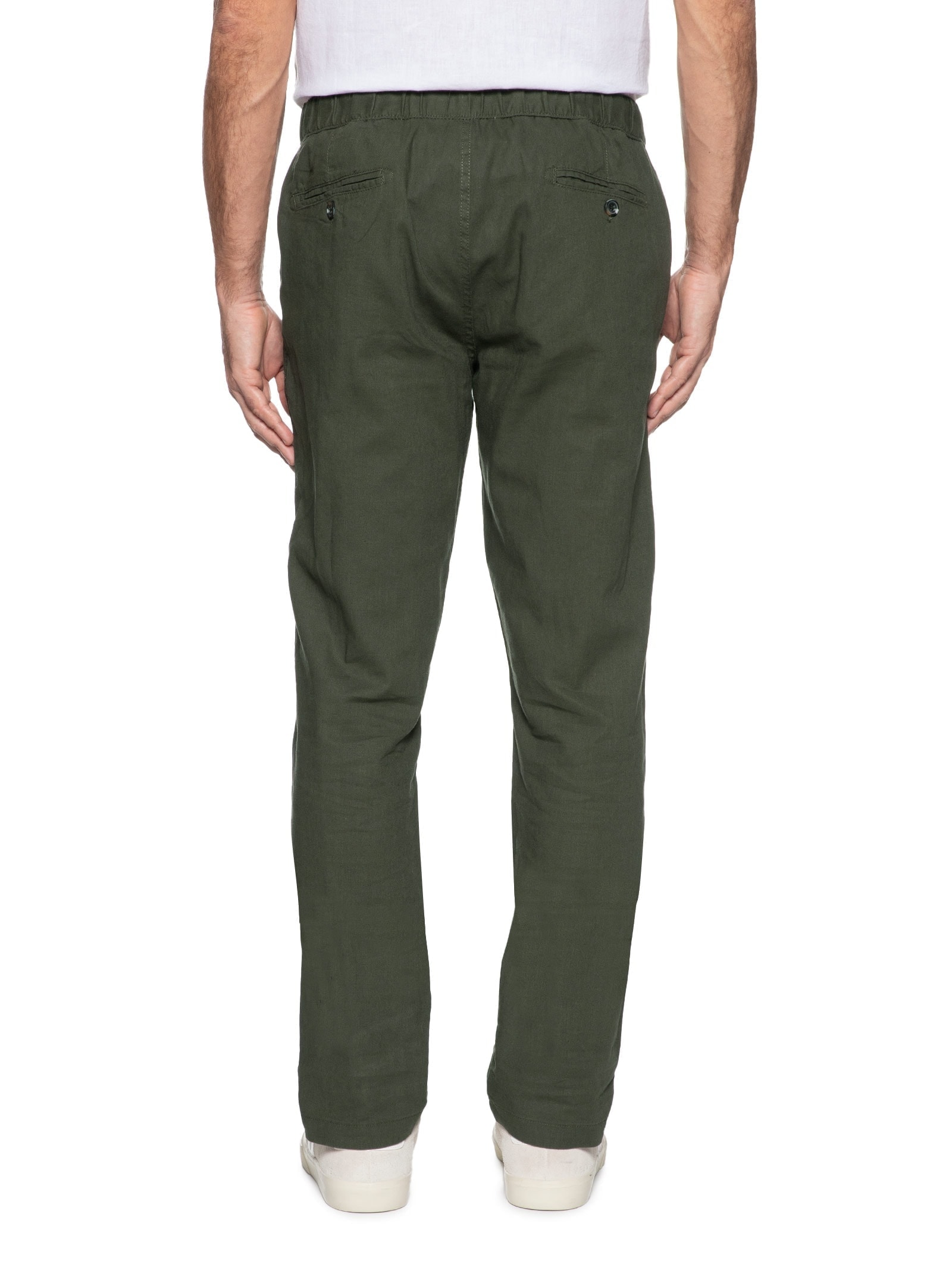 Calça Masculina Em Algodão Cós Elástico Reta Verde  '2 Essential