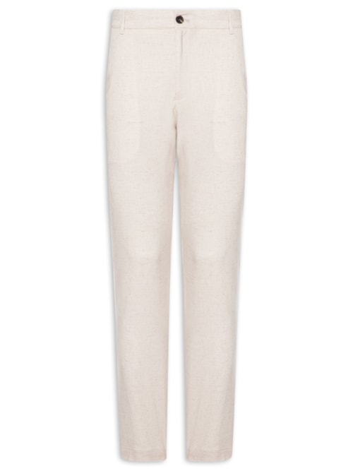 Calça Masculina Em Blend Linho - Bege